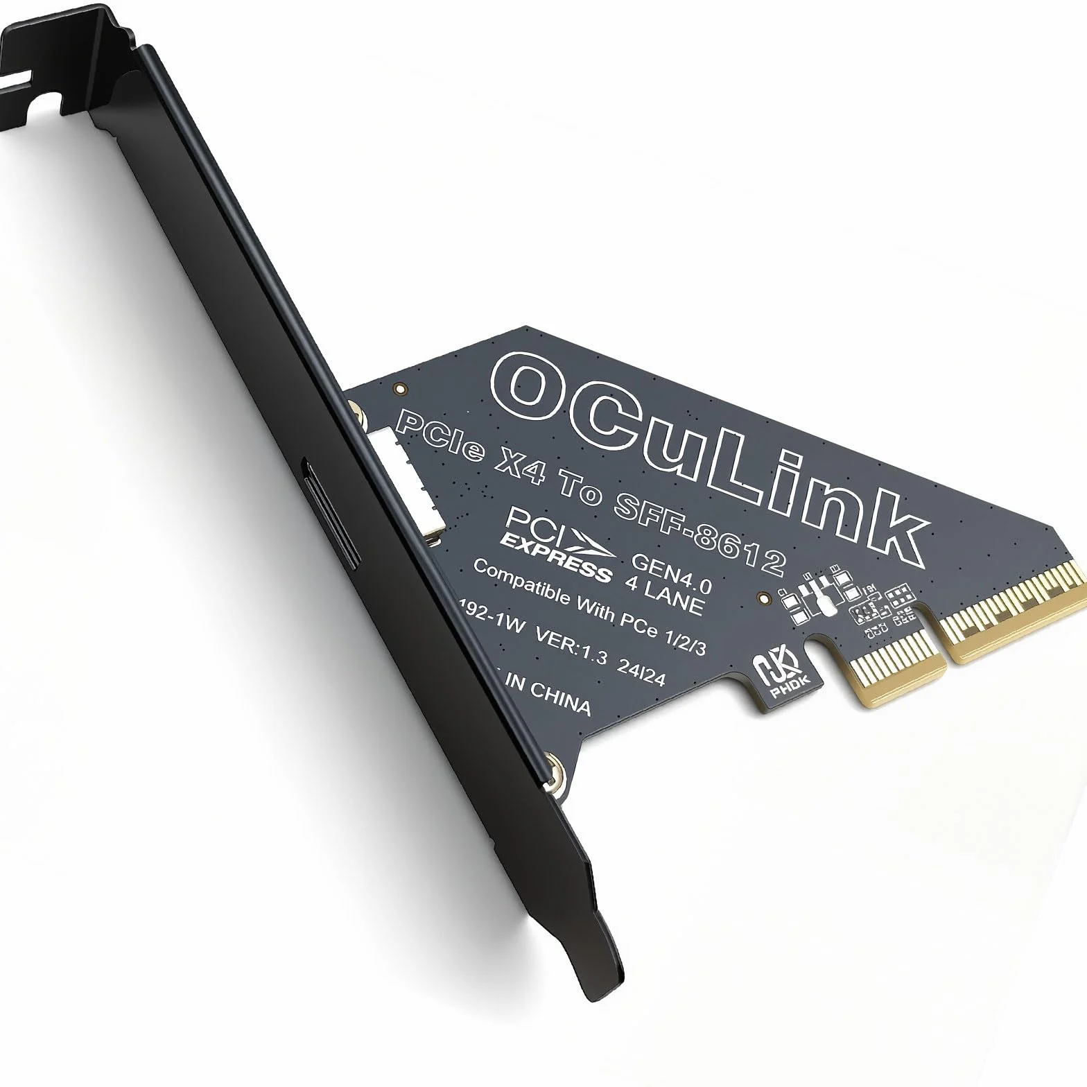 Adapter PCIe 4.0 x4 na OCuLink, SFF-8612 64 Gb/s karta rozszerzeń PCI Express Gen4 do stacji dokującej eGPU, U.2 NVMe SSD, mini PC i pamięci masowej serwera NAS