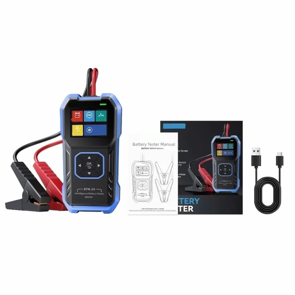 BTM-24 tester akumulatora samochodowego z ochroną przed przepięciem, tester napięcia i pojemności 12 V/24 V