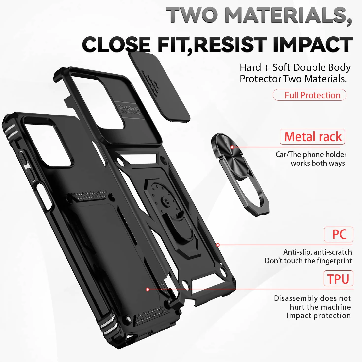 SunStory Etui do Motorola Moto G Stylus 5G 2023 z osłoną ekranu ze szkła hartowanego, osłoną aparatu przesuwnego i podpórką, [klasa wojskowa] etui na telefon do Moto G Stylus 5G 2023 (czarne)
