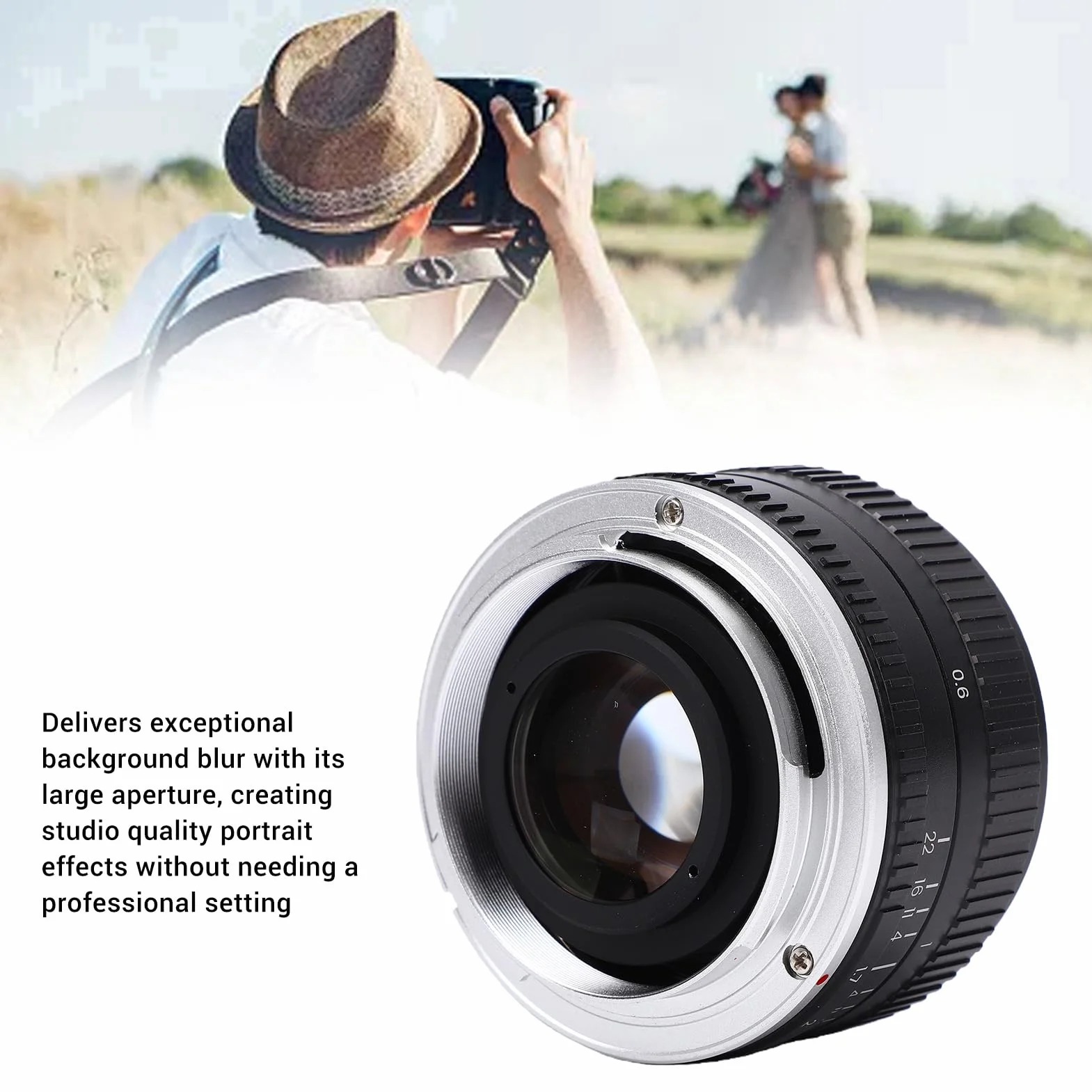 Fydun Obiektyw Stałoogniskowy 50 Mm F1.7 do Aparatu Mark II, Wysokiej Rozdzielczości Zamiennik Obiektywu z dużą przysłoną do Fotografii Portretowej K1 Osłona ze Stopu Aluminium