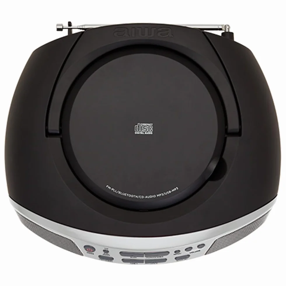 Aiwa BBTU-400SL: przenośne radio CD z Bluetooth i USB, kolorowy wyświetlacz, RDS, FM PLL, funkcja budzika, kolor: srebrny