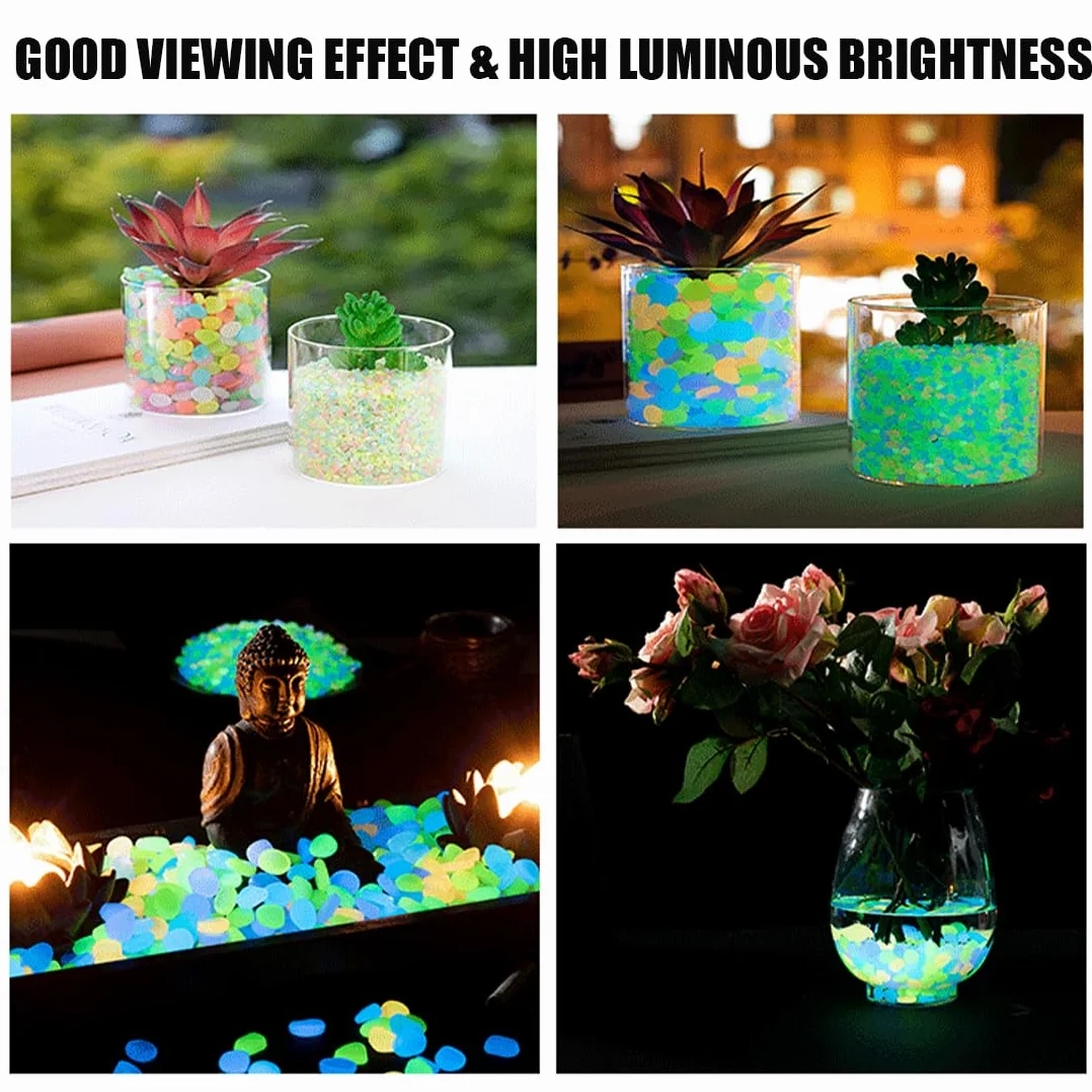 100 sztuk świecących kamieni, kolorowe świecące kamienie, świecące kamyki fluorescencyjne kamienie ogrodowe, jasne kamienie ogrodowe, do ogrodu, terrarium, ścieżek, dziedzińca, doniczki,