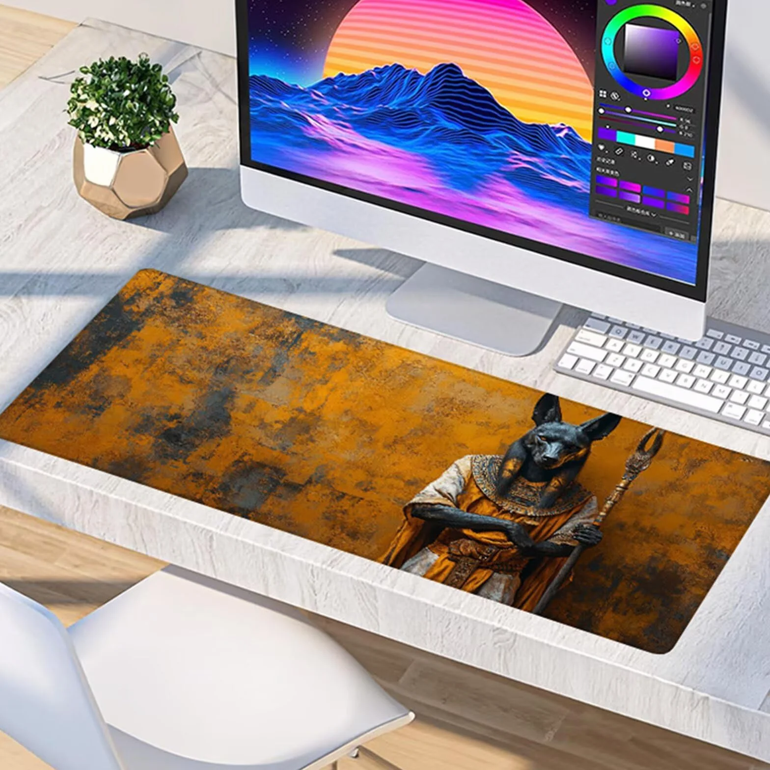 Mata na biurko dla psa, podkładka pod mysz XXL 1600 x 800 x 3 mm, podkładka pod mysz do gier poprawia dokładność i szybkość, akcesoria dla graczy, do biura, żółta 9-5100