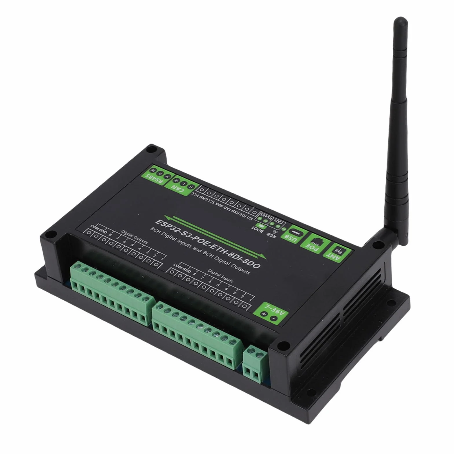 Greensen Przemysłowa Płytka Sterująca, Płytka Rozwojowa ABS dla S3 z 8 Cyfrowymi Wejściami i 8 Kanałami Wyjściowymi, WiFi Bluetooth USB C, dla Inżynierów Automatyki Przemysłowej