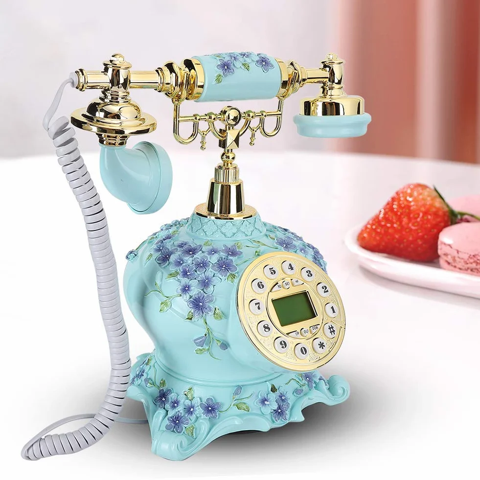Telefon retro, styl europejski Vintage antyczny stary telefon Retro sprzęt stacjonarny do domowego biura, klasyczny telefon stacjonarny na biurko do biurek w domowym hotelu