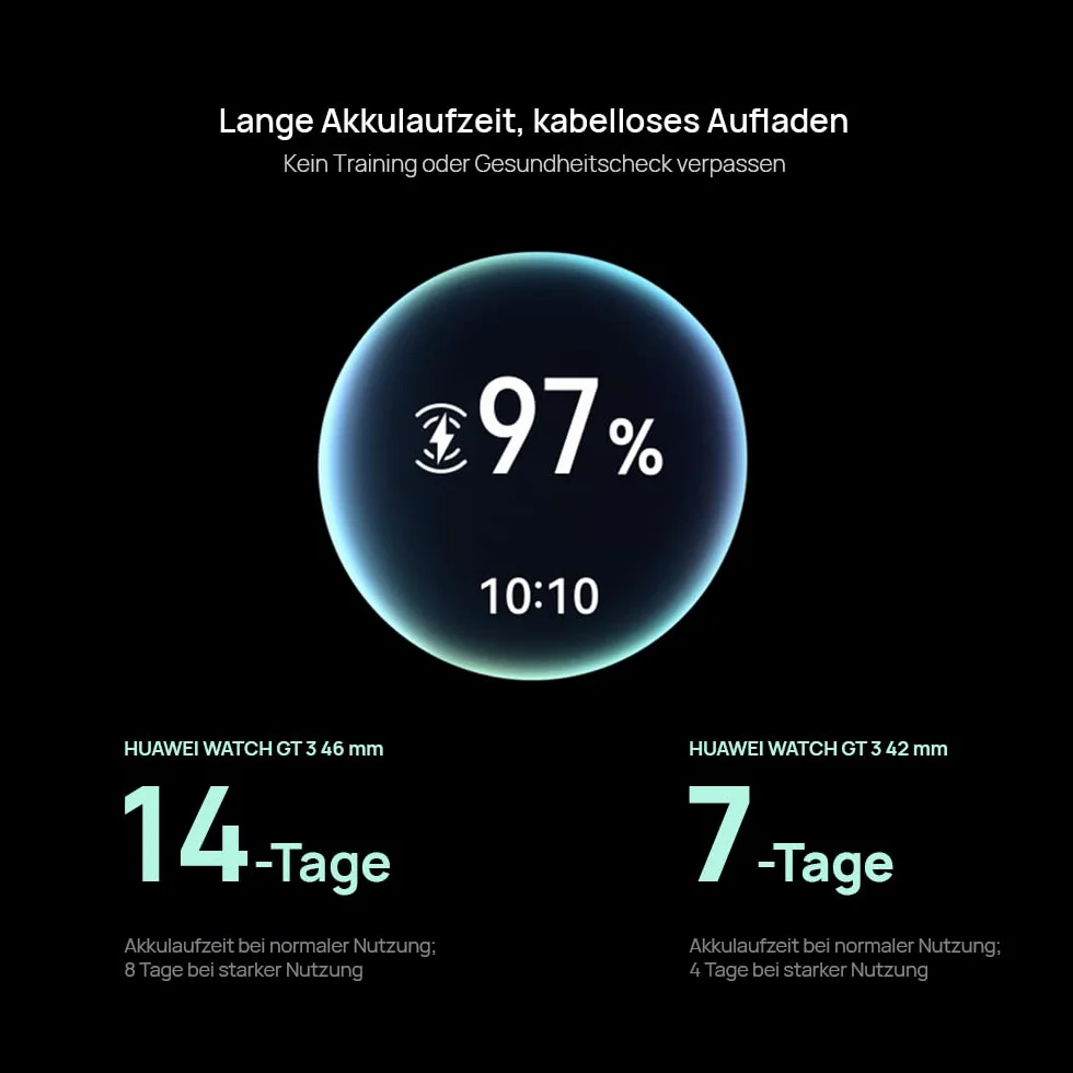 HUAWEI Smartwatch Watch GT 3 42 mm, długi czas pracy baterii, monitorowanie SpO2, dokładny monitoring tętna, 100+ trybów treningowych, połączenia Bluetooth, biały