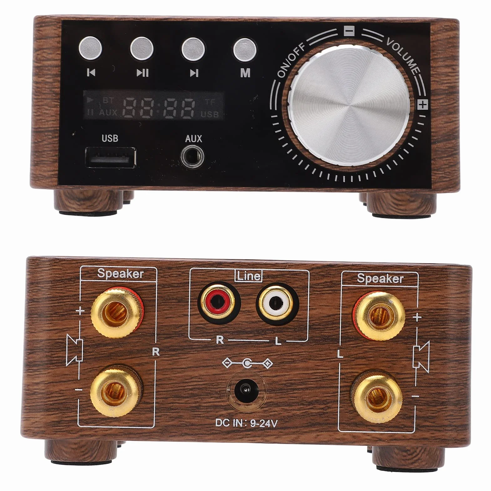 Domary Cyfrowy Wzmacniacz Audio HIFI Stereo 50W X 2 z 5.0 do Domowych Systemów Audio Stylowy Kolor Mahoniowy