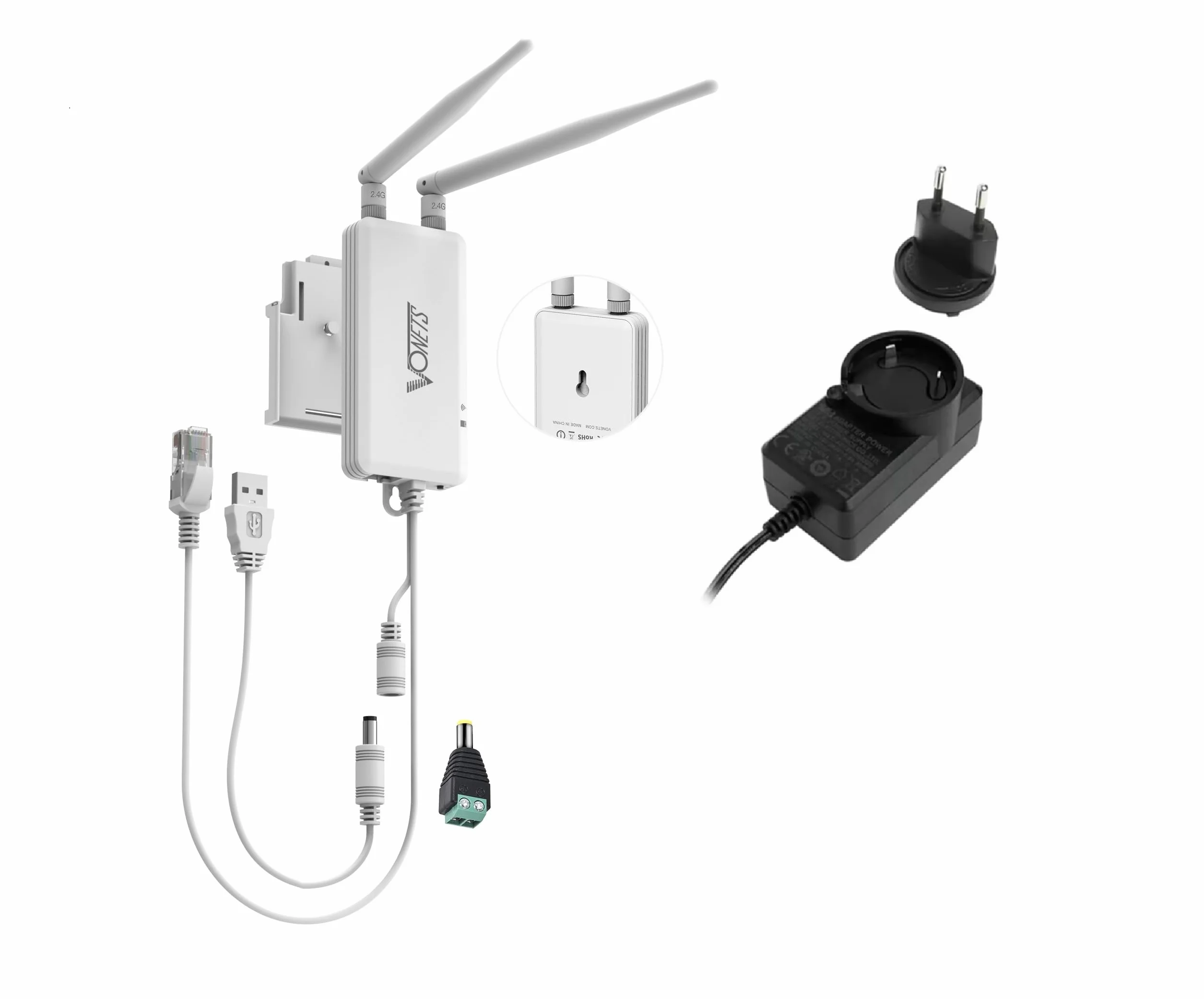 VONETS Przemysłowy 2,4 GHz WLAN Bridge Ethernet WiFi Router Wireless Repeater WiFi Hotspot Extender wzmacniacz sygnału 2 porty RJ45 do urządzeń sieciowych DVR PLC z zasilaczem sieciowym 12 V/1 A