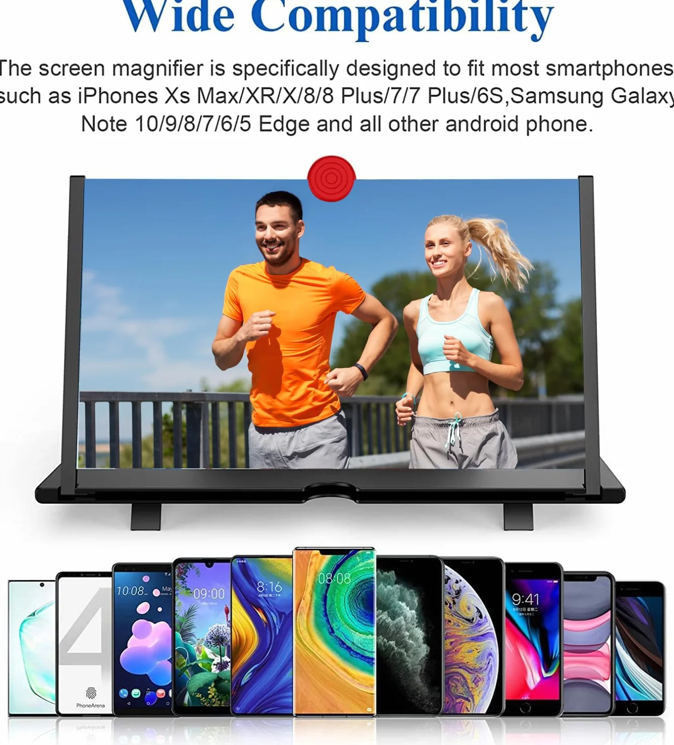 Lupa ekranu 45.7 cm, powiększająca ekran 3D HD, projektor powiększający ekran do filmów, filmów i gier, składany stojak na telefon ze wzmacniaczem ekranu, kompatybilny ze wszystkimi smartfonami