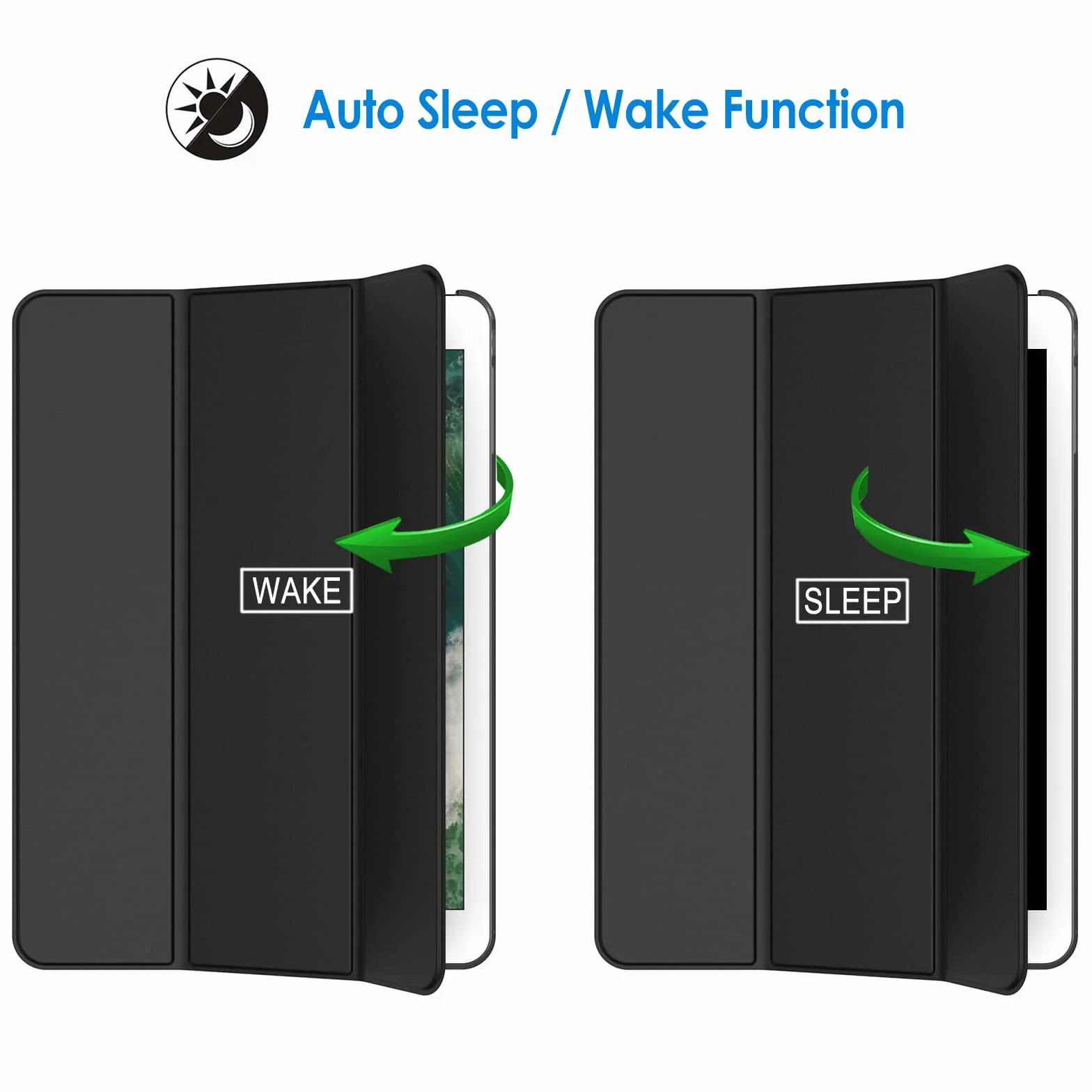 JETech Etui iPad 9,7 Cala 2018/2017 6. 5. Generacji Smart Cover Automatyczne Budzenie Usypianie Czarny