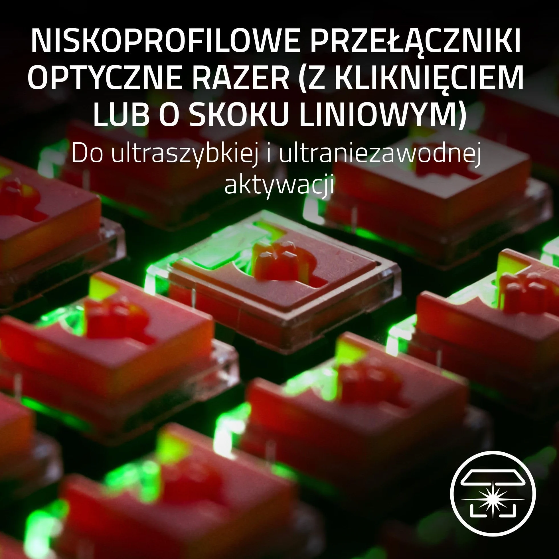 Razer DeathStalker V2 (Red Switch) – niskoprofilowa klawiatura optyczna do gier (liniowe przełączniki optyczne, HyperSpeed Wireless, USB-C, laserowo wycinane nasadki klawiszy), układ QWERTY US, czarna