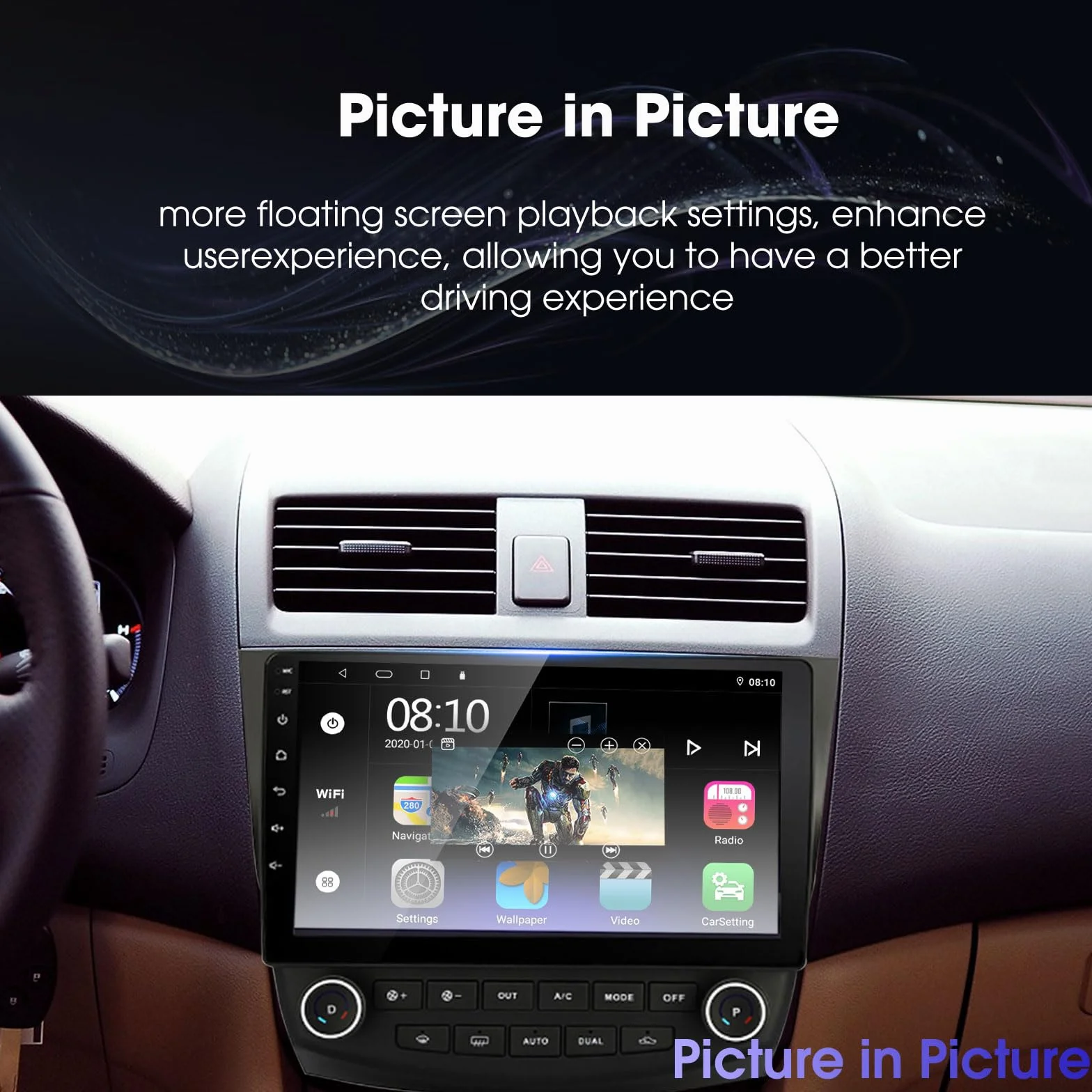 EZoneTronics 22.9 cm Android radio samochodowe stereo, nawigacja GPS, Carplay i Android Auto, Bluetooth, WIFI, do Honda Accord 2002-2007