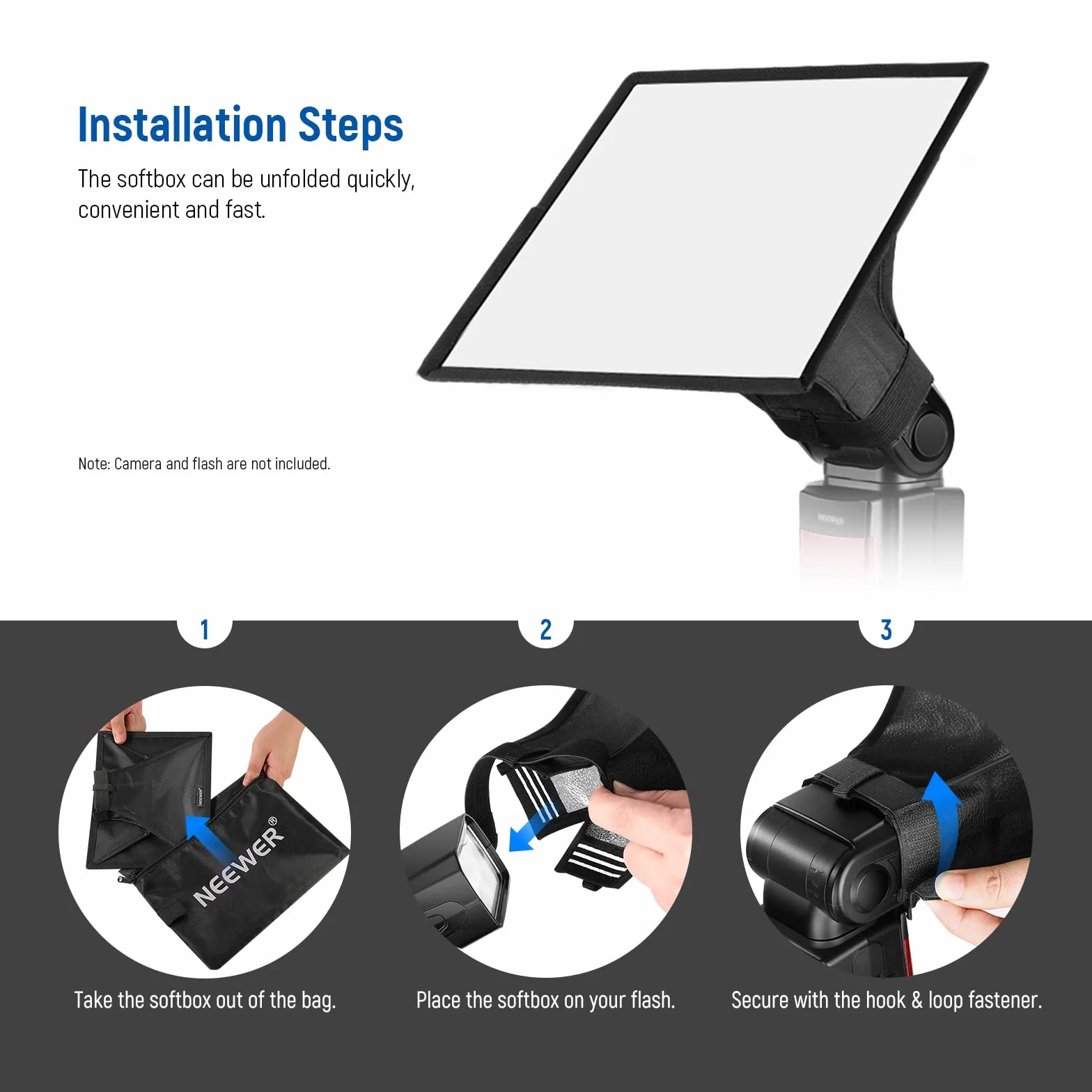NEEWER Dyfuzor Flash Light Softbox 9" x 7", uniwersalny, składany z torbą do przechowywania, kompatybilny z Canon Nikon Sony Godox Yongnuo NEEWER speedlight