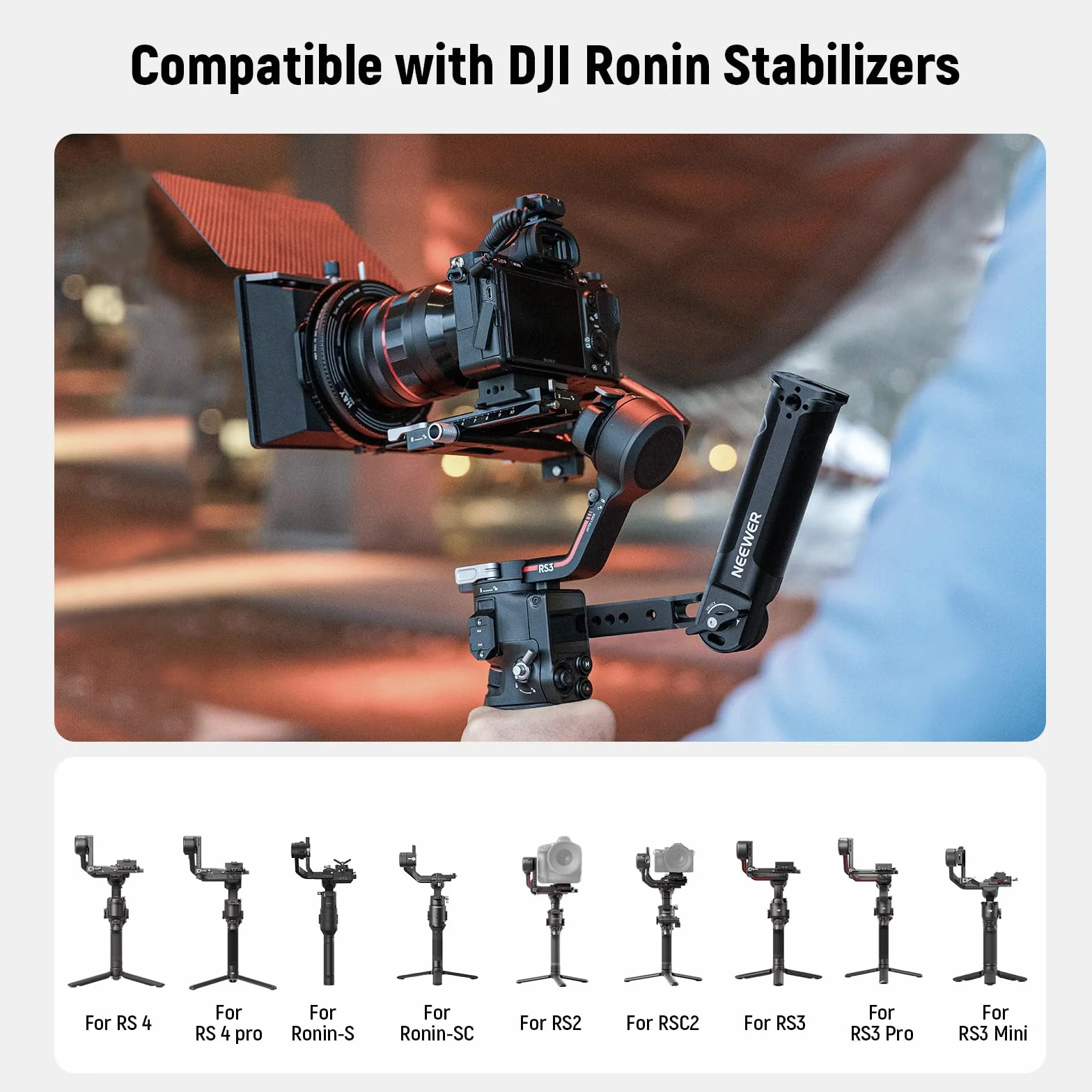 NEEWER RS4 RS3 regulowany uchwyt do zawieszenia gimbala z szyną NATO, kompatybilny z DJI RS4 RS4 Pro RS3 RS3 Pro RS3 Mini RS2 RSC2 Ronin-S Ronin-SC dla niskiego kąta strzału, maksymalne obciążenie 6