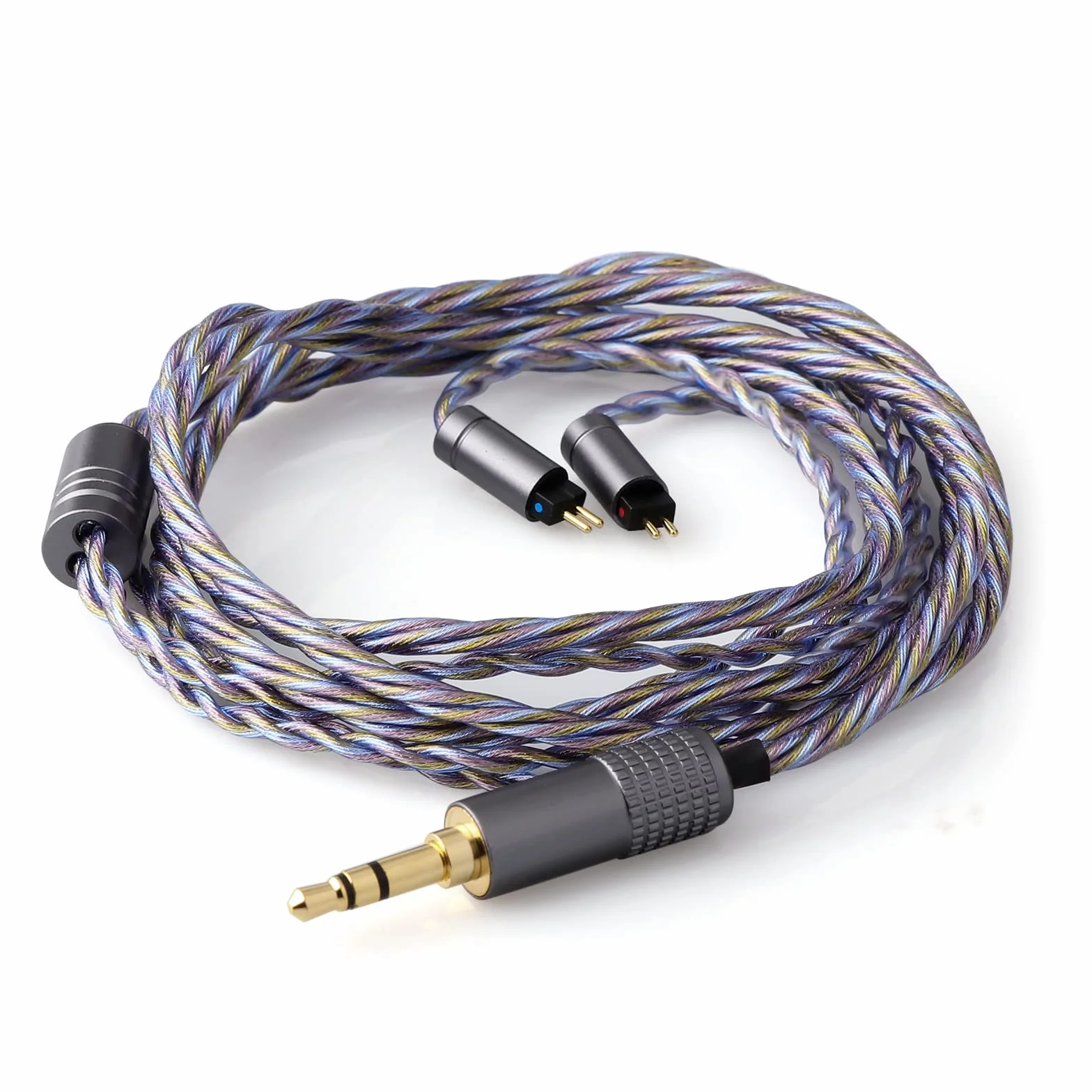Linsoul Tripowin Zoe ulepszony kabel 4 przewody, czysta miedź, pozłacany, 24 AWG, KZ ZS10 PRO TINHIFI T2 T3 Plus (2-biegunowy, 0,78 mm)