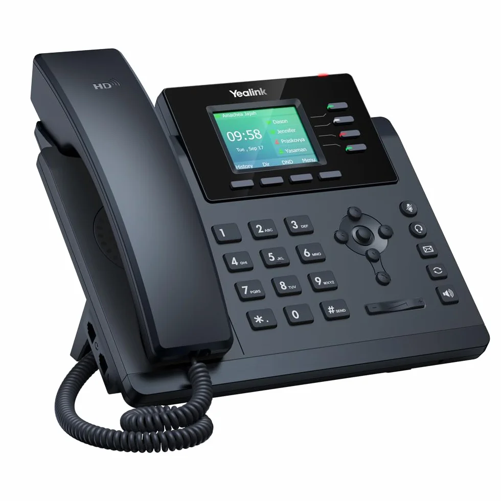 Yealink SIP-T34W WiFi IP Phone - Zasilacz sieciowy w zestawie - 4 koraliki VoIP. 2,4-calowy kolorowy wyświetlacz Gigabit Ethernet, 802.3af PoE, (SIP-T34W-PSU)