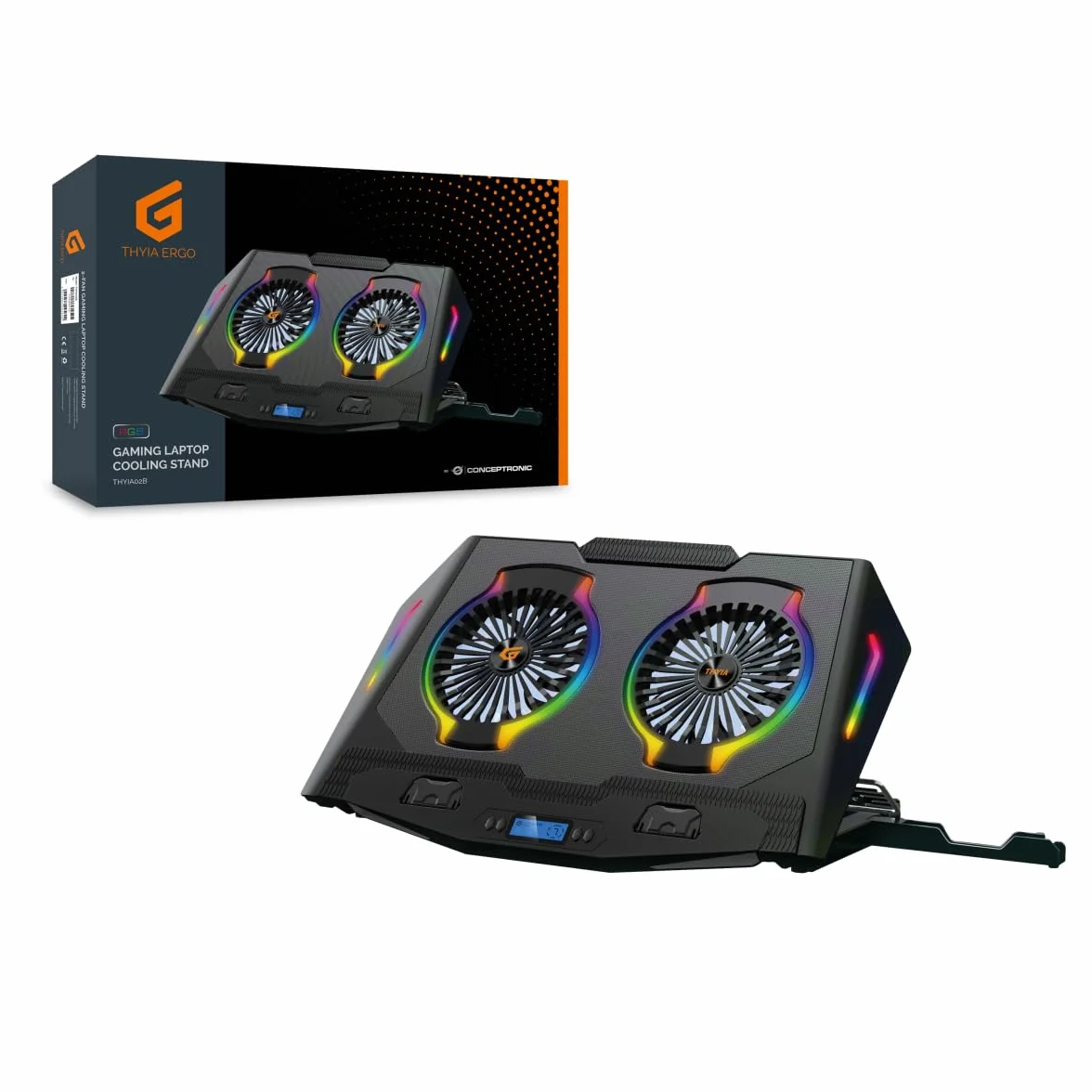 Conceptronic THYIA02B ERGO podstawka chłodząca do notebooka z 2 wentylatorami