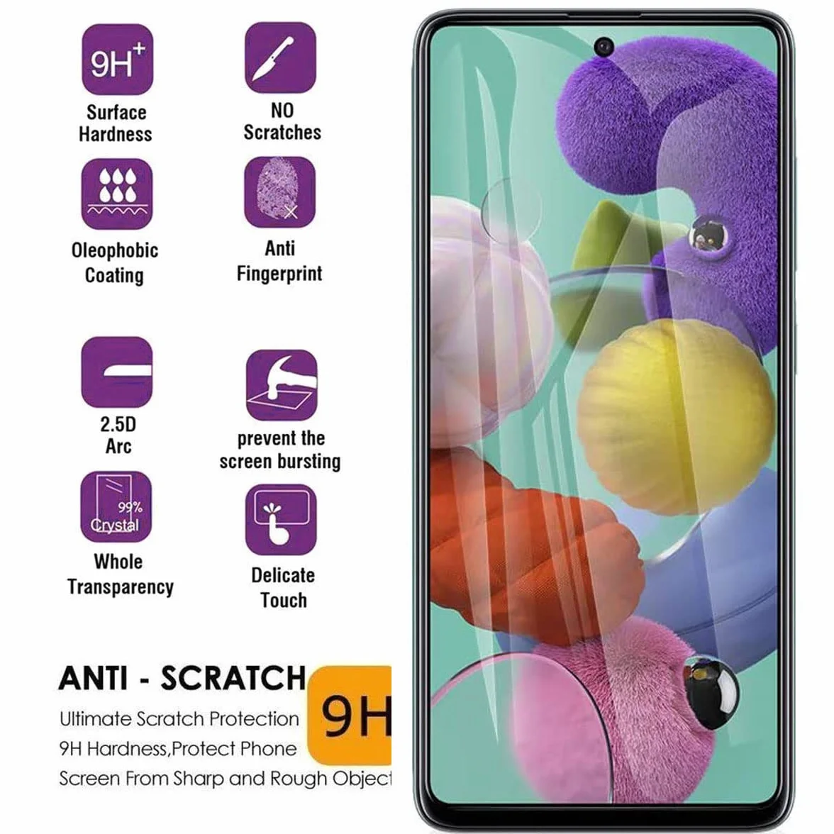 Osłona ekranu do Samsung Galaxy A35 5G 16.5 cm, ochrona ekranu ze szkła hartowanego z osłoną obiektywu aparatu, ochrona przed szpiegowaniem, odporna na zarysowania, czarna osłona do Galaxy