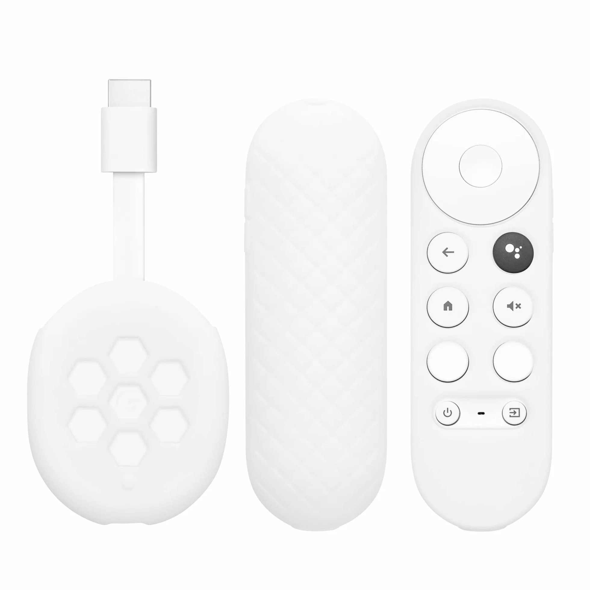 kwmobile Zestaw pokrowców na pilota kompatybilny z Google Chromecast 2020 4K (nie dla nowej generacji) - pilot i etui na urządzenie, zestaw 2-częściowy - biały/biały