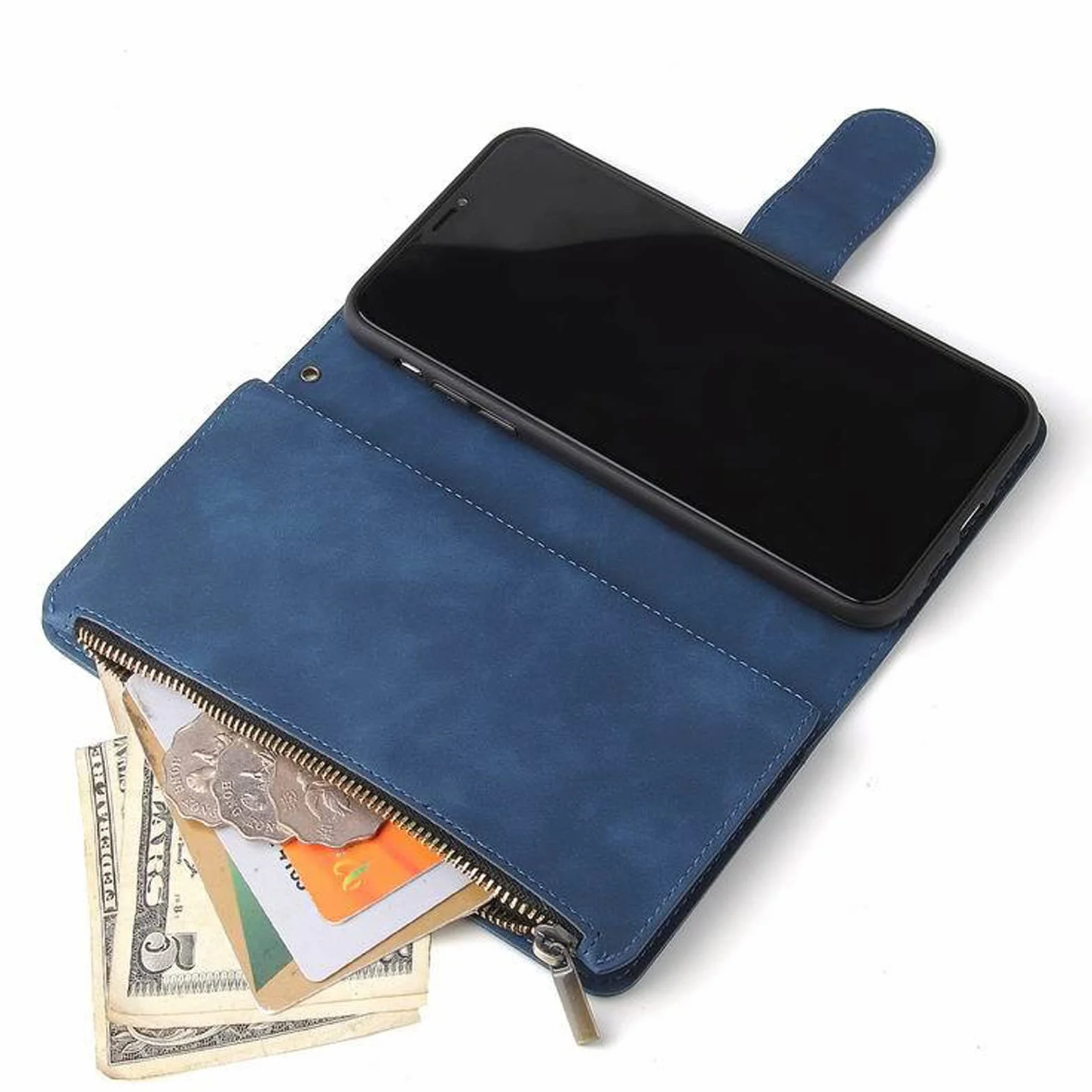 LTL Etui na telefon do iPhone 13 Mini/13/13 Pro/13 Pro Max, wysokiej jakości skórzane etui z klapką z przegródkami na karty etui na telefon magnetyczne zamknięcie, niebieskie, 13 Pro Max 6,7"