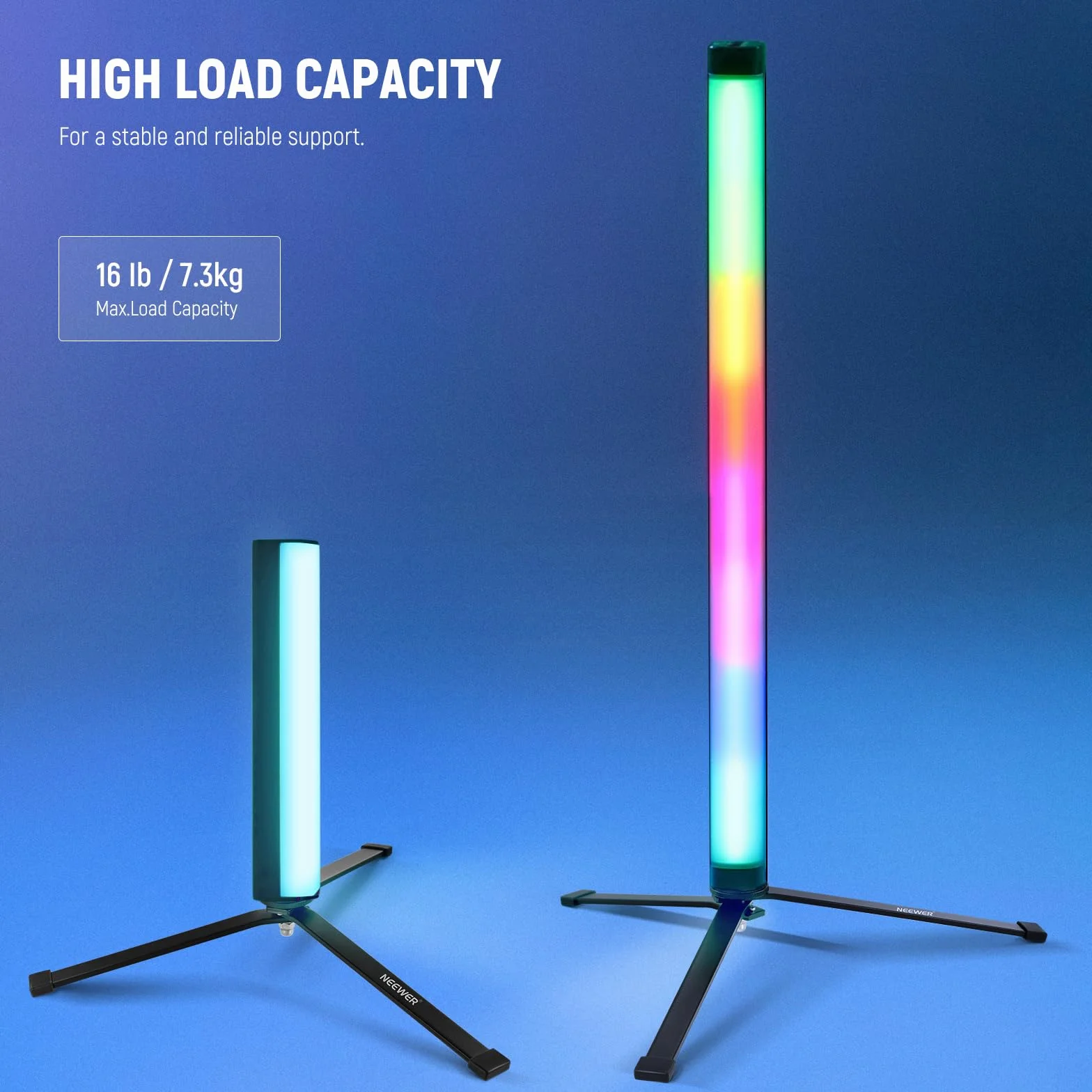 NEEWER CTN5 metalowa podstawa do statywu TL120C TL60 CL124 Tube Light Wall Stick, bardzo stabilne, składane nogi statywu ręcznego ze śrubą 1/4", podkładka silikonowa, 3"/8 cm Low Angle