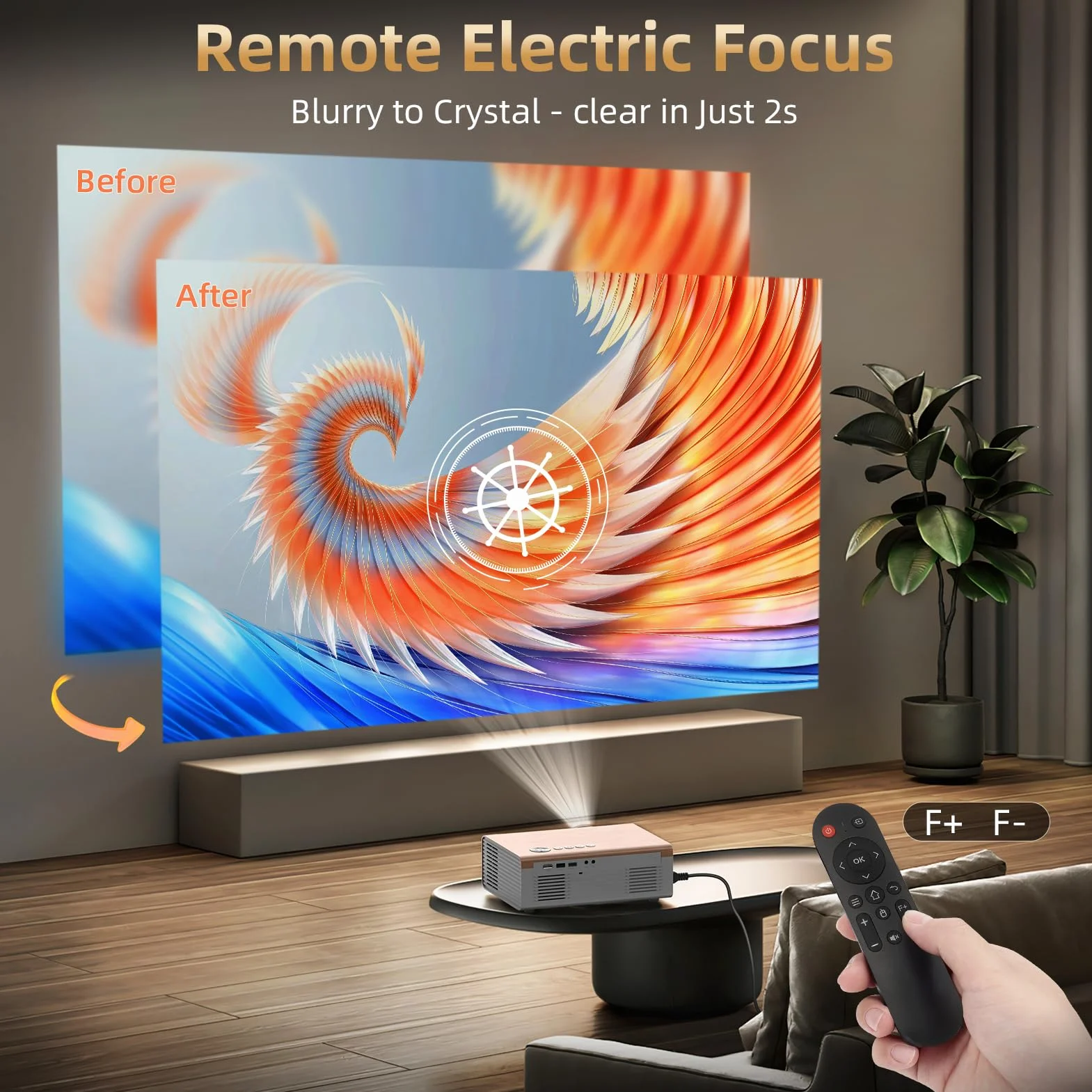 Elektryczny fokus/Auto 6D Keystone] Projektor FUDONI z WiFi6 i Bluetooth5.4, 800ANSI Native 1080P przenośny zewnętrzny projektor filmowy, Smart Home Proyector 4K, obsługa HDMI/USB/iOS/Android/TV