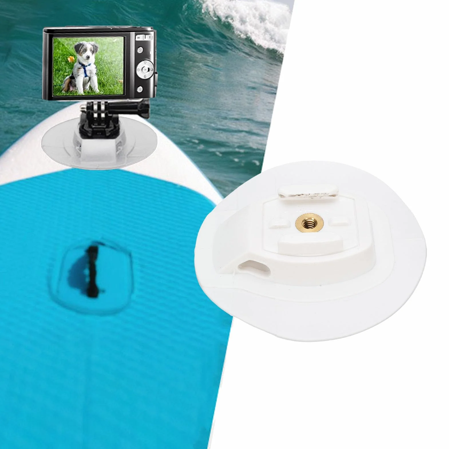 Keenso Uchwyt Kamery do Deski Surfingowej, Uchwyt Kamery do Deski Surfingowej z PVC o Bardzo Dużej Stabilności, do Większości Desek i Sportów Wodnych (WHITE)