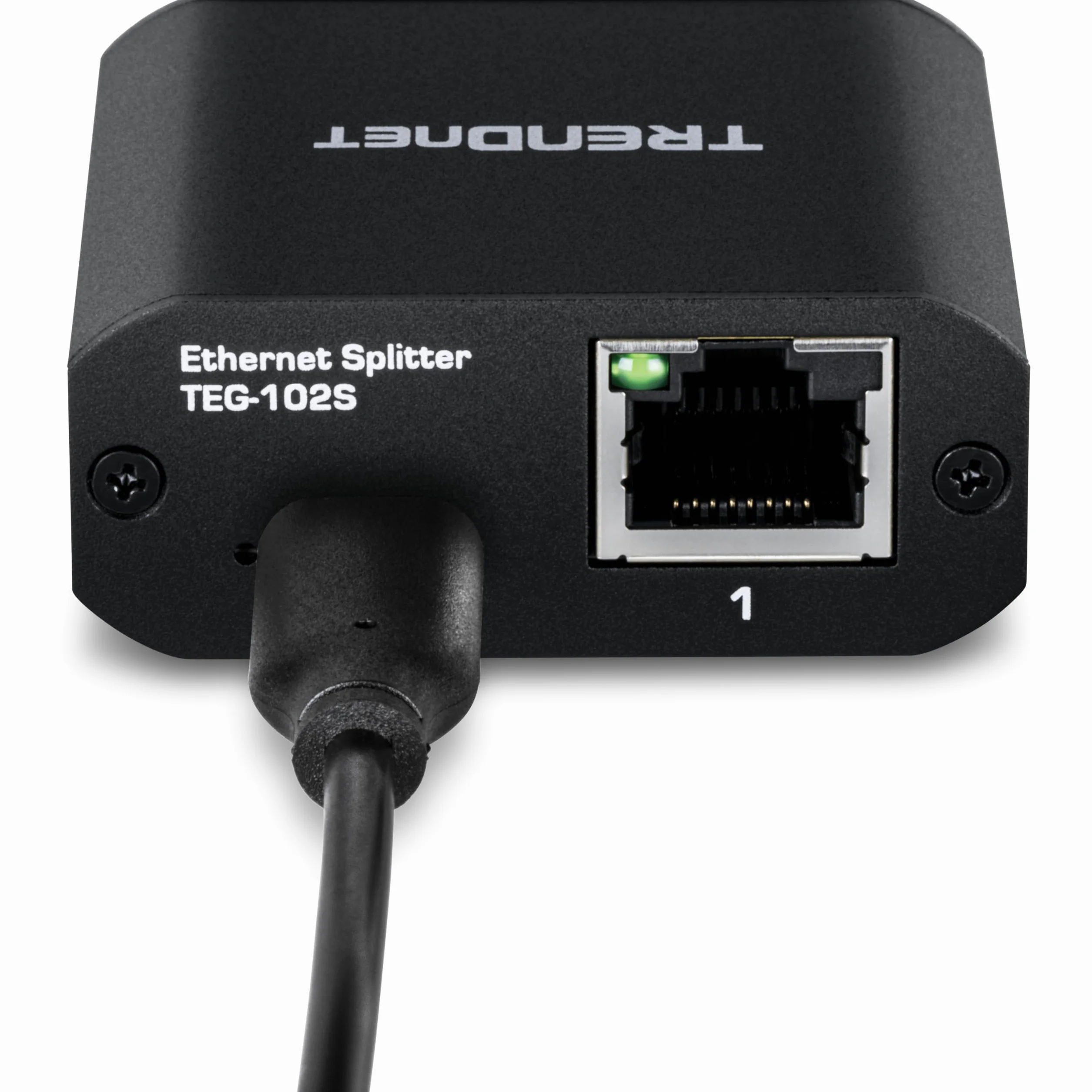TRENDnet 2-portowy rozdzielacz gigabitowy z zasilaniem USB typu C, TEG-102S, dzieli jedno połączenie sieciowe na dwa, rozdzielacz Ethernet, kabel zasilający USB typu C w zestawie, zgodny z NDAA i TAA