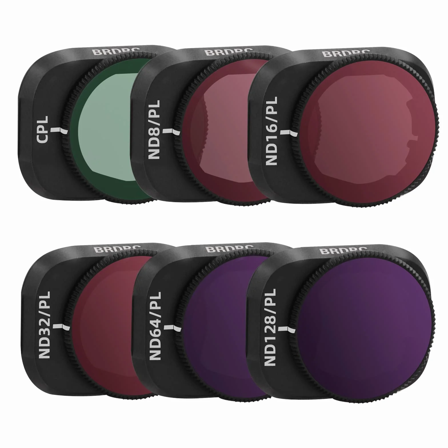 BRDRC Zestaw filtrów Mini 3 Pro, 6 sztuk CPL, ND8/PL, ND16/PL, ND32/PL, ND64/PL, ND128/PL filtr neutralnej gęstości, kompatybilny z DJI Mini 3 Pro/Mini 3 akcesoria do obiektywów drona (rama ze stopu