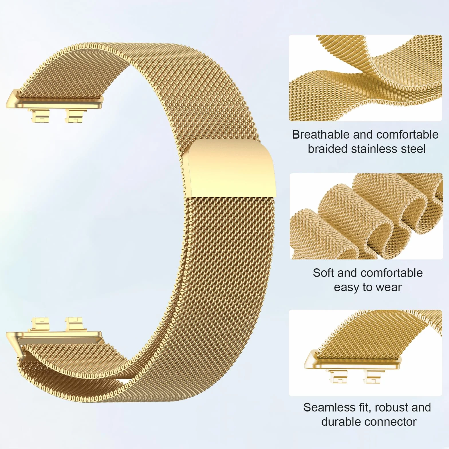 Paski Mesh Stali Szlachetnej Kompatybilny z Huawei Band 11/Band 11 Pro, ZapięCie Magnetyczne/OddychająCy/Odporny ZużYcie, Metalowy Pasek Kobiet Męż Czyzn