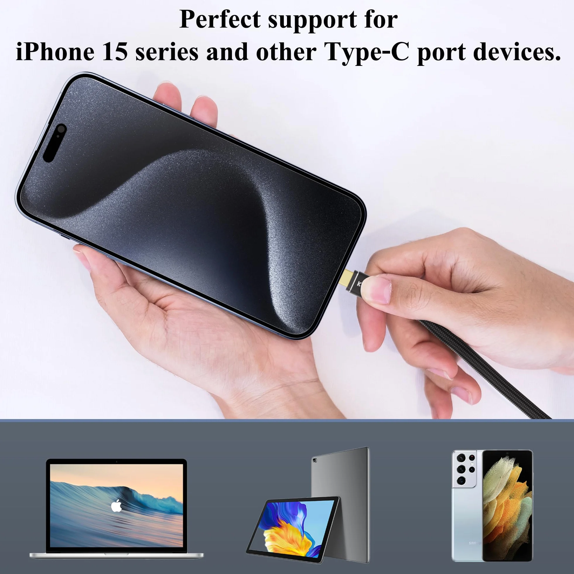 Kabel USB C na HDMI 2.1, 20 stóp, kabel USB 3.1 typu C na 8K HDMI, (8K przy 60Hz, 4K przy 120Hz), kompatybilny z Thunderbolt 3/4, do MacBook Pro, iPad Pro, Samsung Galaxy, Dell, HP i innych