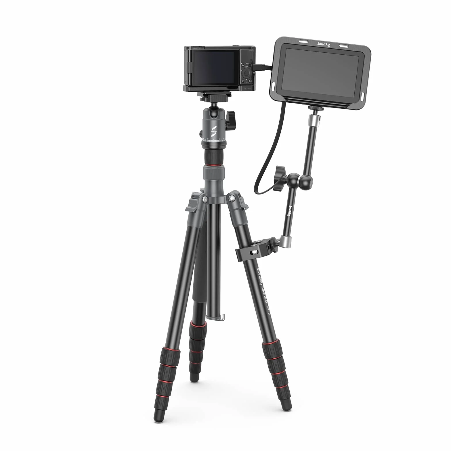 SMALLRIG Super Clamp i Magic Arm (11"), Gwintowane ramię przegubowe 1/4''-20 z Uchwytem na Zimną Stopkę do Monitor, LED Light, Mikrofonu, Magiczne ramię z Super Zaciskiem - 3726