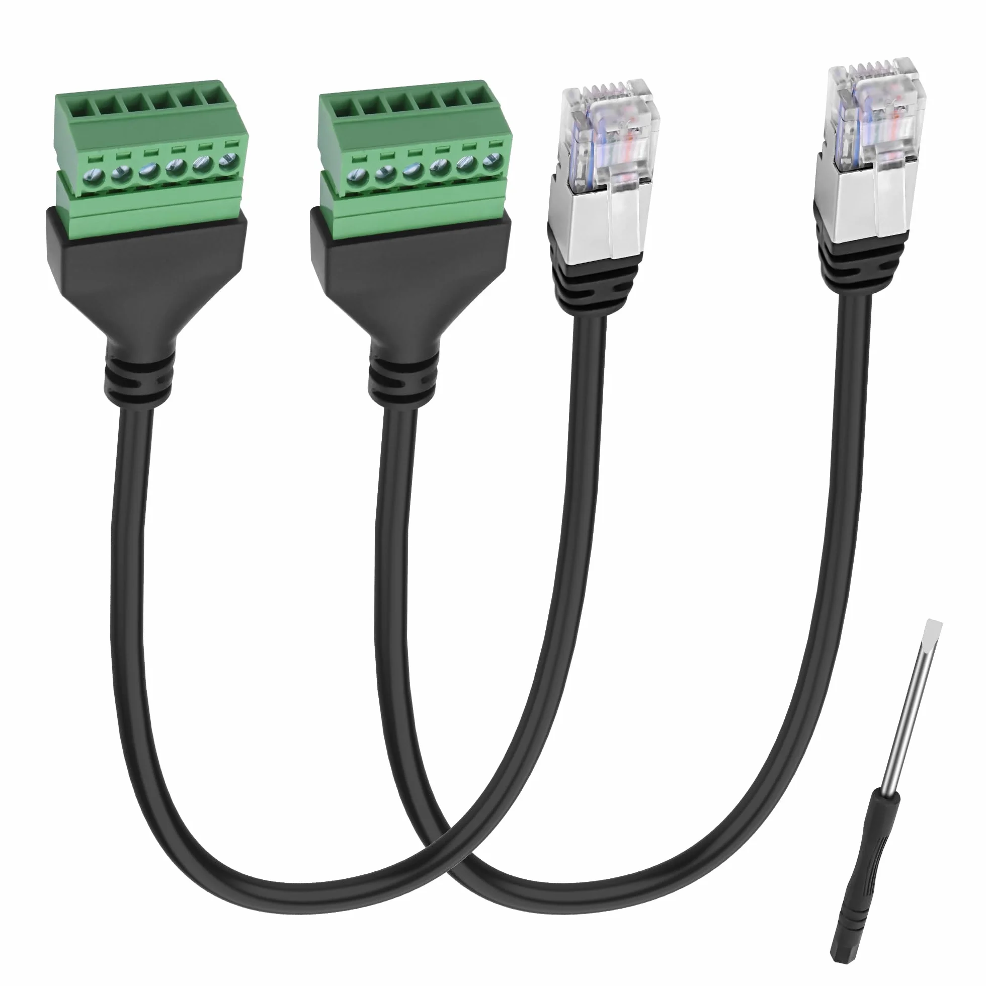 XMSJSIJ rj12 zacisk śrubowy na 6-pinowy, bezlutowy adapter, kabel przedłużający, wtyczka na 6-pinowy, przedłużacz do telefonu stacjonarnego, 2 szt