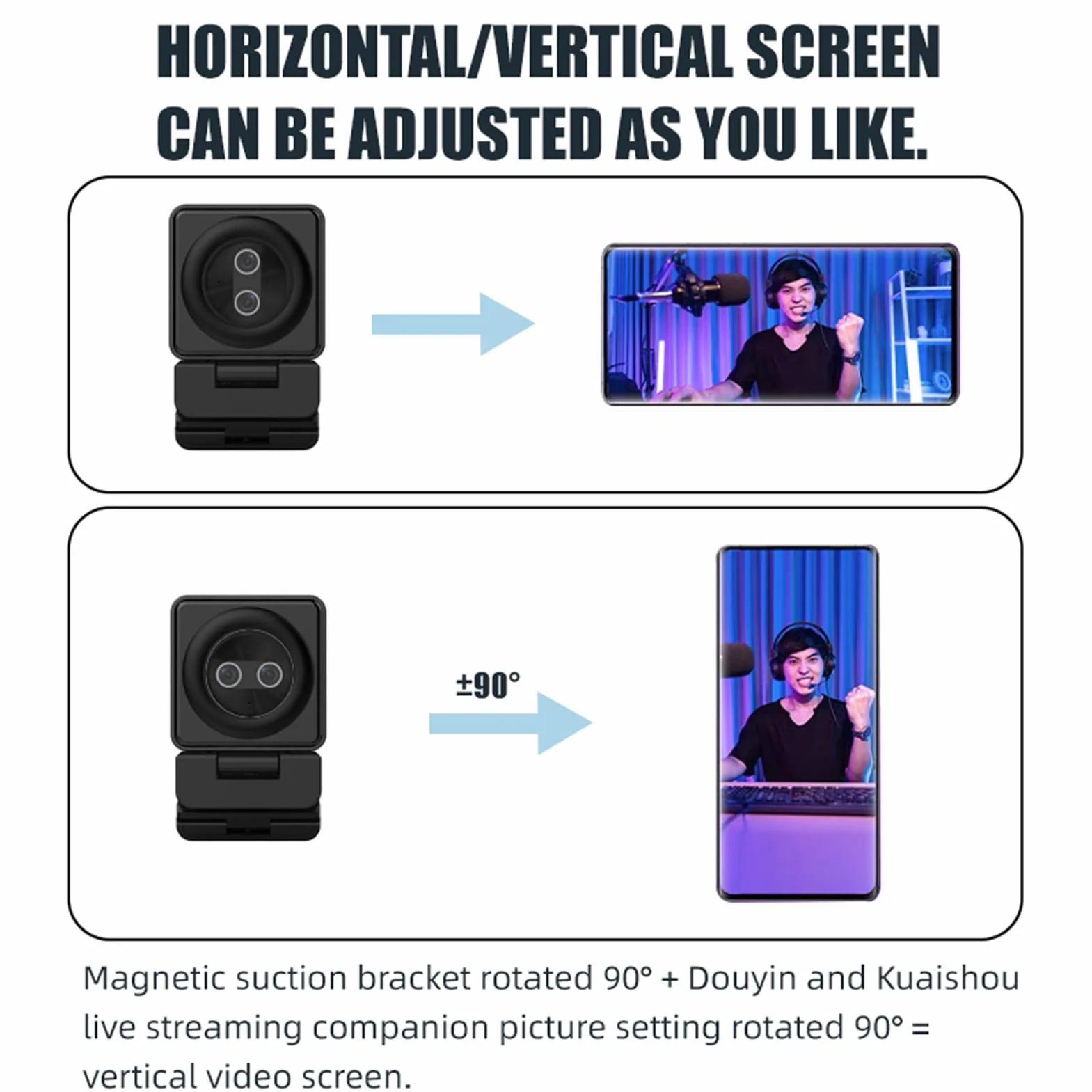 ZJchao Kamera Internetowa Plug and Play z Pilotem, Czujnik CMOS 4K, Szeroki Kąt 110°, Mikrofon z redukcją Szumów do Wideokonferencji, Transmisji na żywo, Nauczania Online (BLACK)
