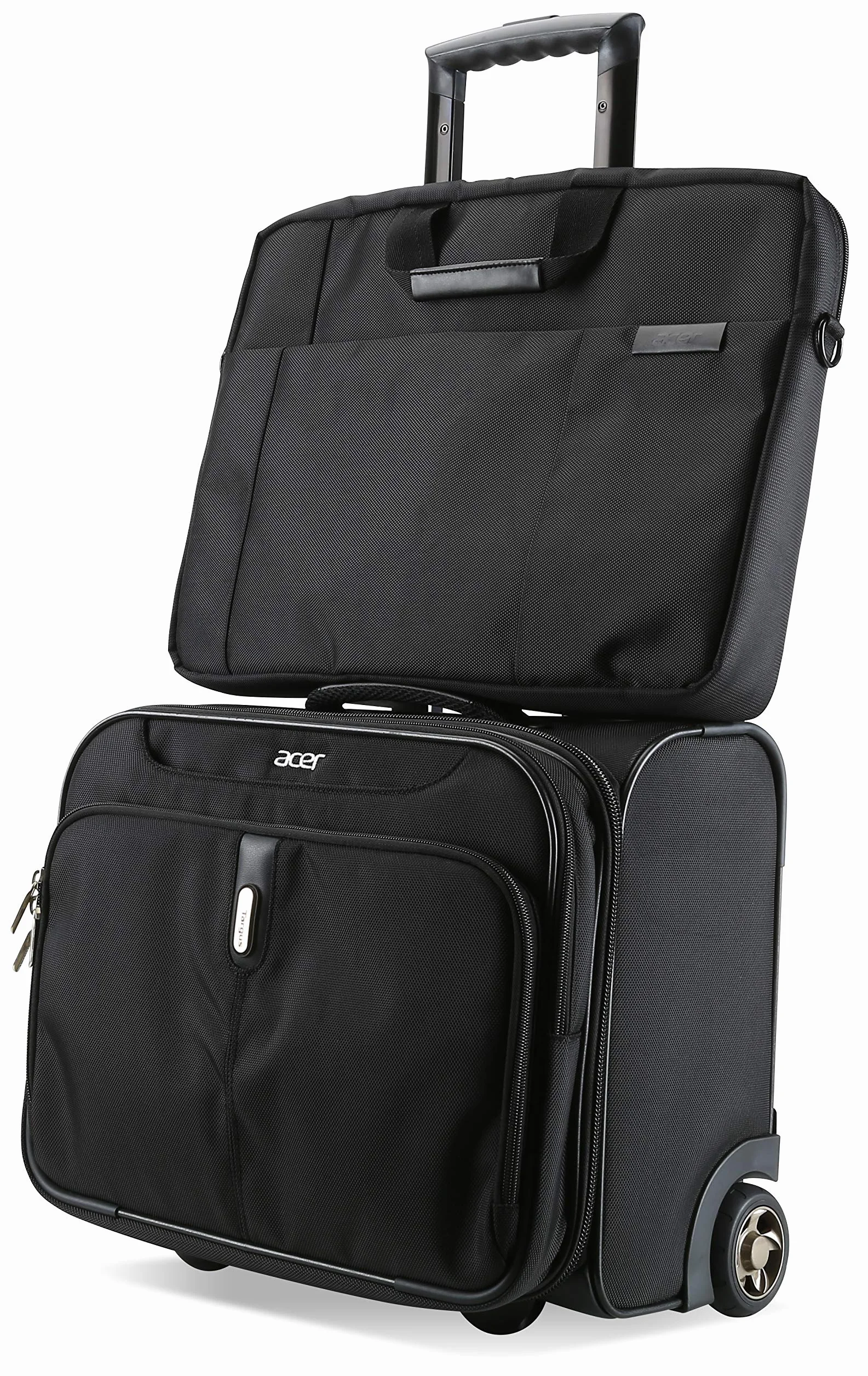Acer Notebook Carry Case (nadaje się do notebooków o przekątnej ekranu do 17,3 cala / Chromebooków: uniwersalny pokrowiec ochronny z paskiem na ramię, - i wyściółką, pasek do mocowania na wózku, dodatkowa kieszeń przednia) czarna