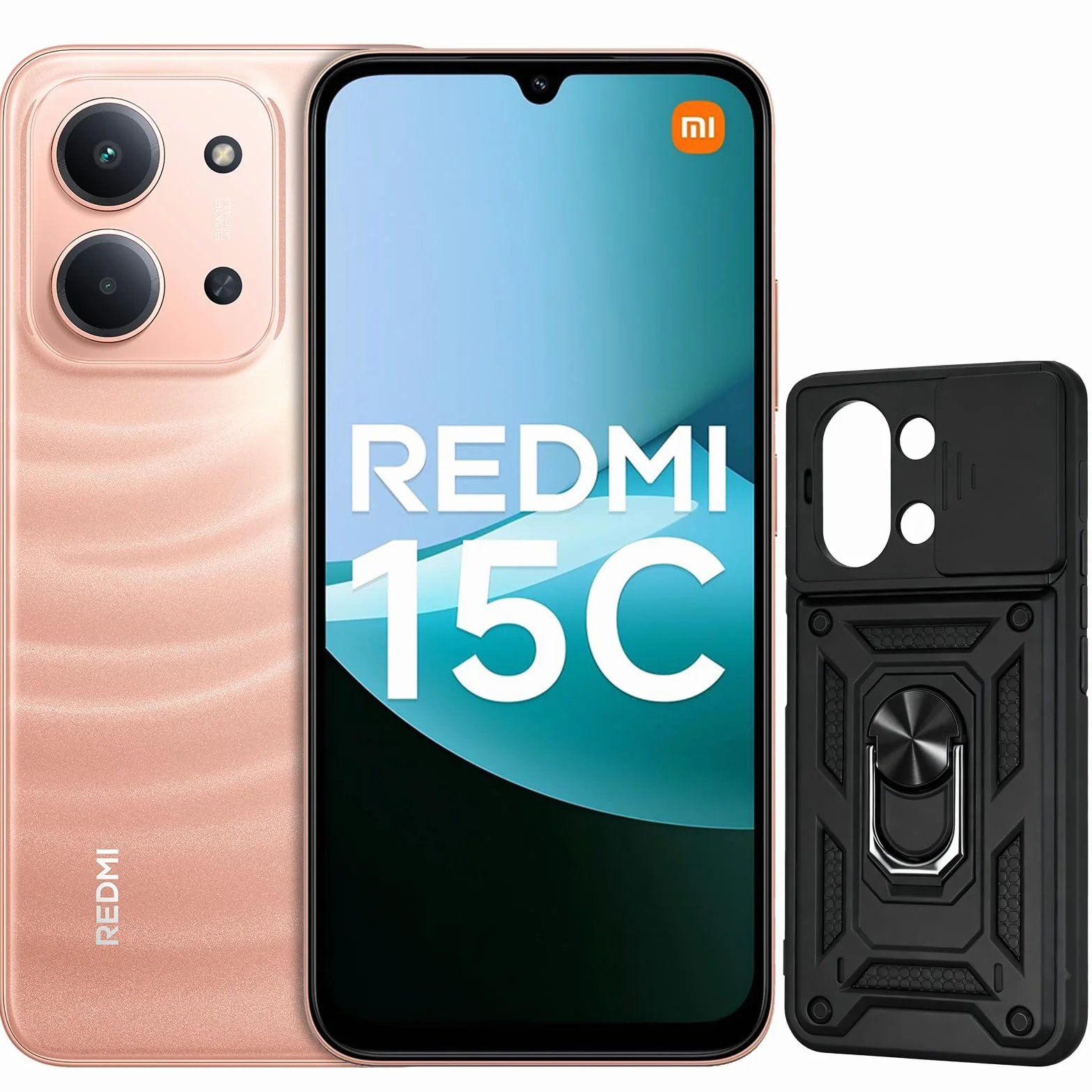 XIAOMI Smartfon Redmi 15C (obudowa w zestawie), 4GB RAM 256 GB ROM, potrójny tylny aparat 50 MP z AI, ekran 6,9 cala bateria 6000 mAh, wyświetlacz do pielęgnacji oczu 120 Hz (pomarańczowy)