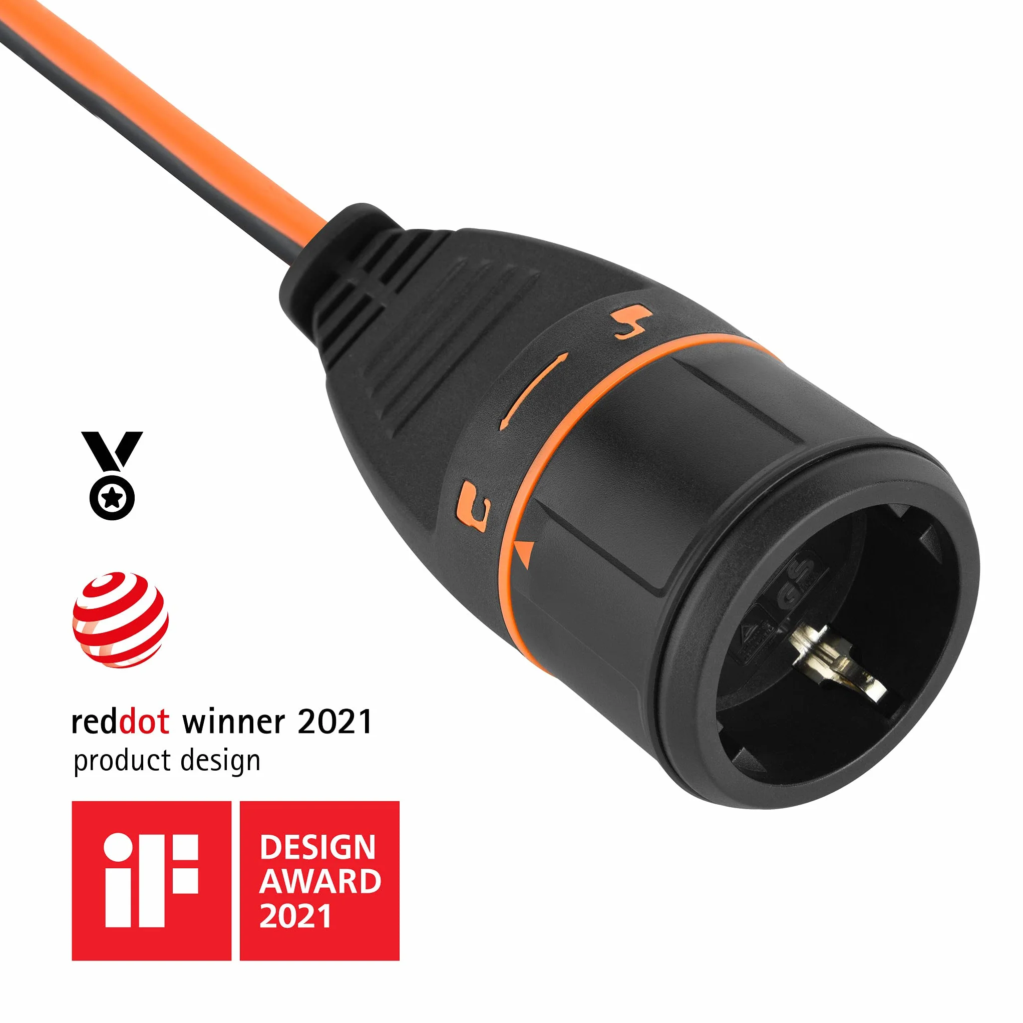 Electraline 01666 Przedłużacz 30 m 3G1.5 z gniazdem elektrycznym, system blokady przyłącza prądu, ponieważ zapobiega przypadkowemu odłączeniu podłączonego urządzenia podczas użytkowania