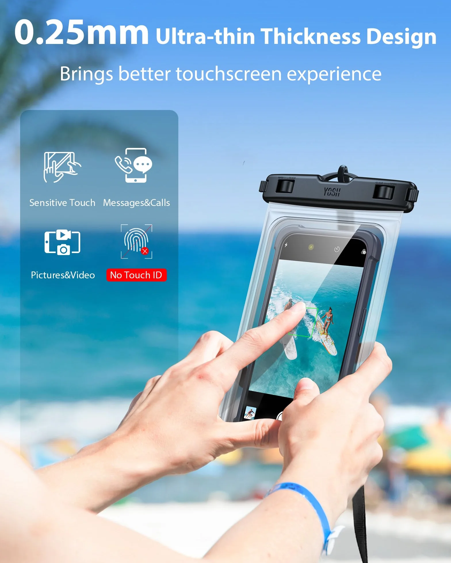 YOSH Wodoodporne etui na telefon dla dużych telefonów o przekątnej do 21.6 cm, wodoodporne etui na telefon IPX8 do pływania łodzią Paddleboarding SUP, wodoodporna torba na Samsung S25, S24, S23, Ultra