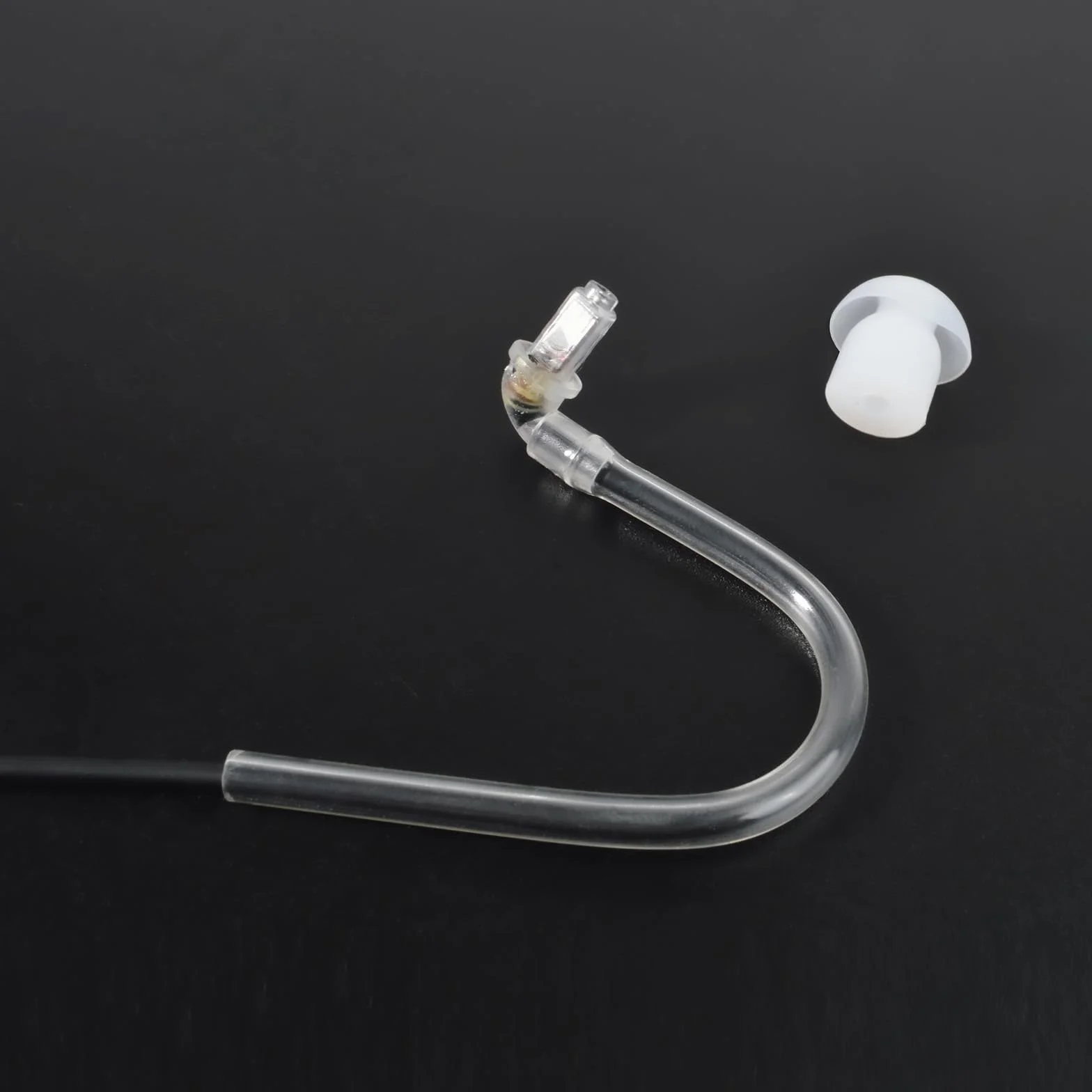 HYS Słuchawki douszne wąż dźwiękowy - jack 3,5 mm - One Ear - Listen Only słuchawki z symetryczną armaturą - zestaw słuchawkowy do urządzeń radiowych, mikrofonów głośnikowych (czarny)