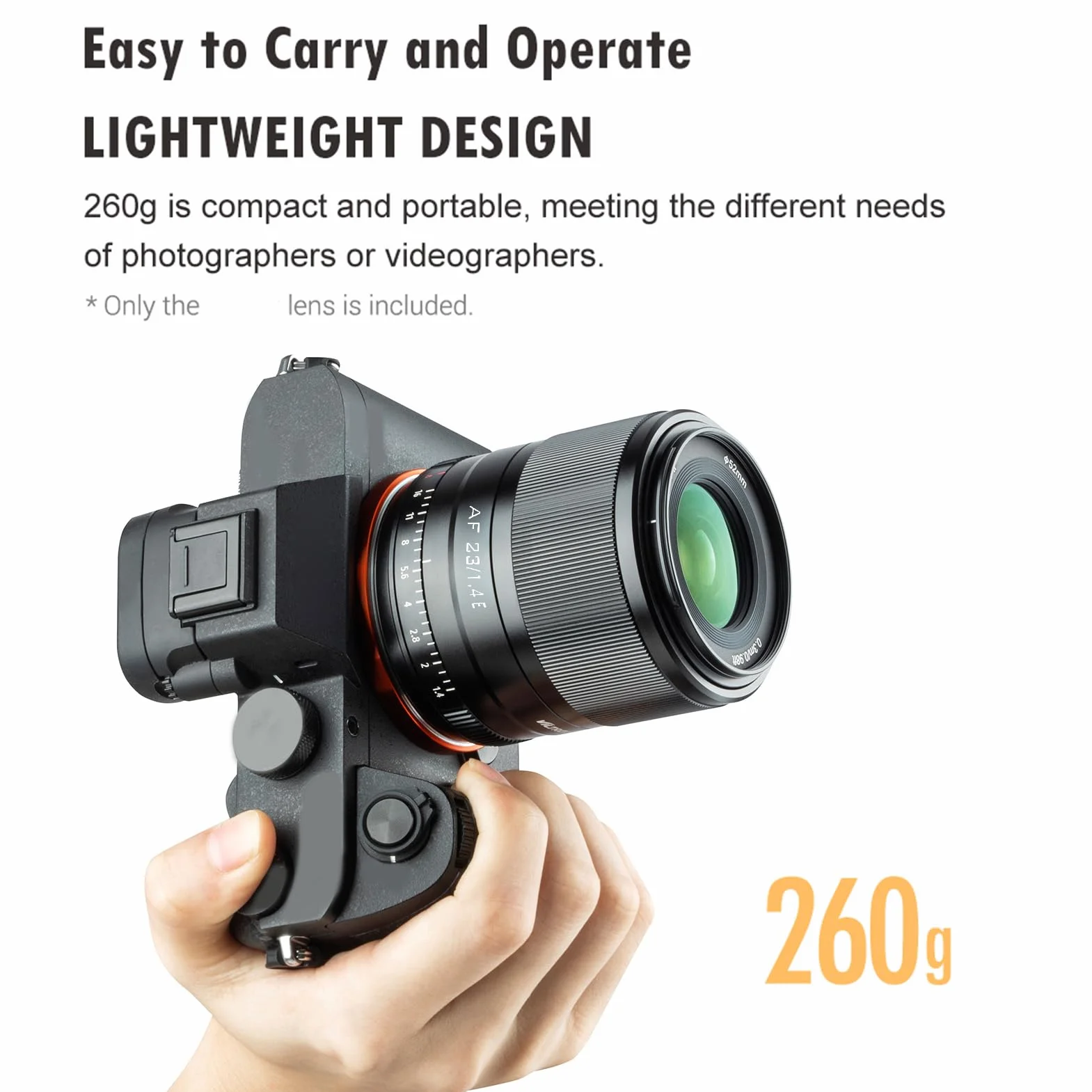 Aoresac Obiektyw Stałoogniskowy 23 Mm F1,4 z dużą przysłoną i funkcją Automatycznego Ustawiania Ostrości, Lekki Przenośny Obiektyw do Aparatu A6000 A6300 A6600, 2 Obiektywy ED obsługują