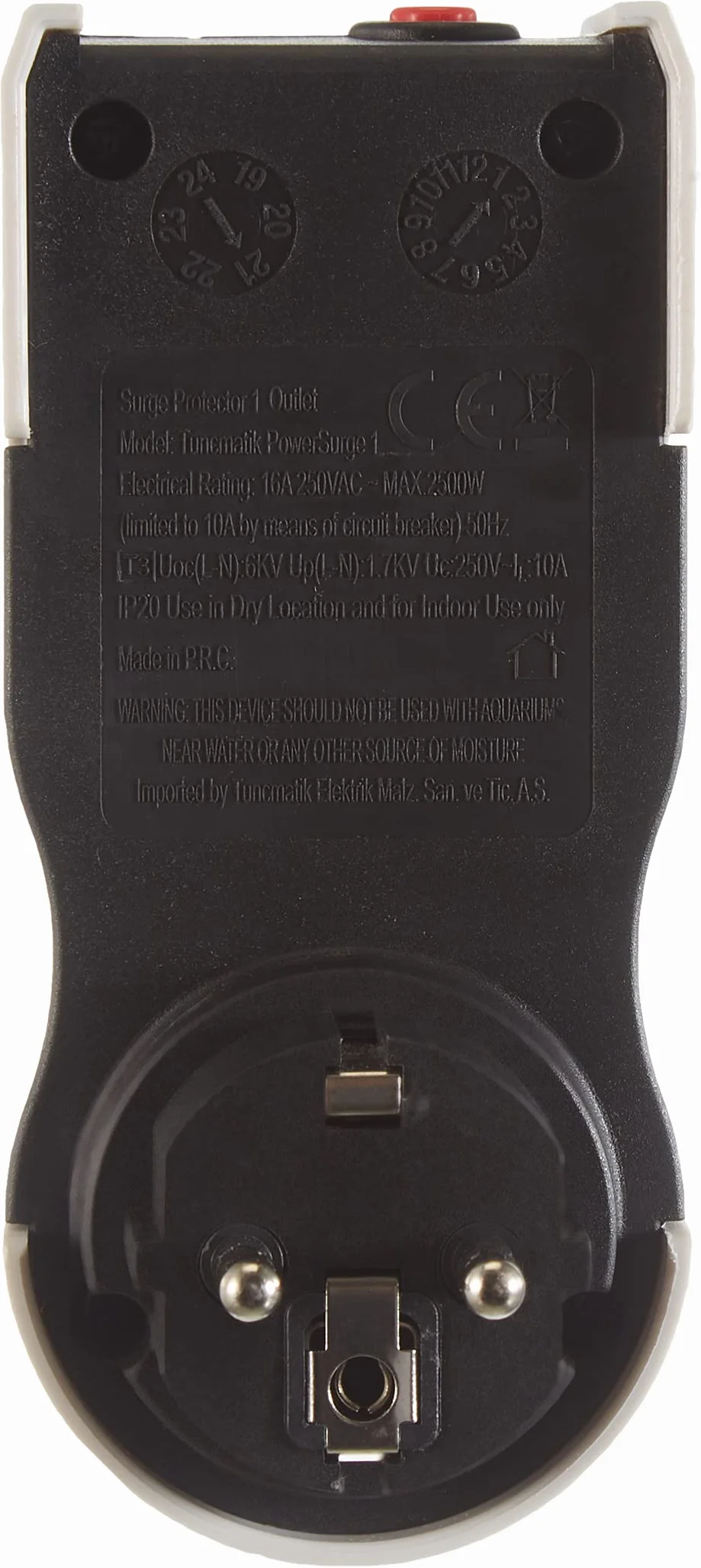 Tuncmatik Powersurge 1 ochrona przeciwprzepięciowa 1 wyjście AC czarny/biały - ochrona przeciwprzepięciowa (525 J, 1 wyjście AC, typ F, 10 A, 3000 A, czarny, biały)