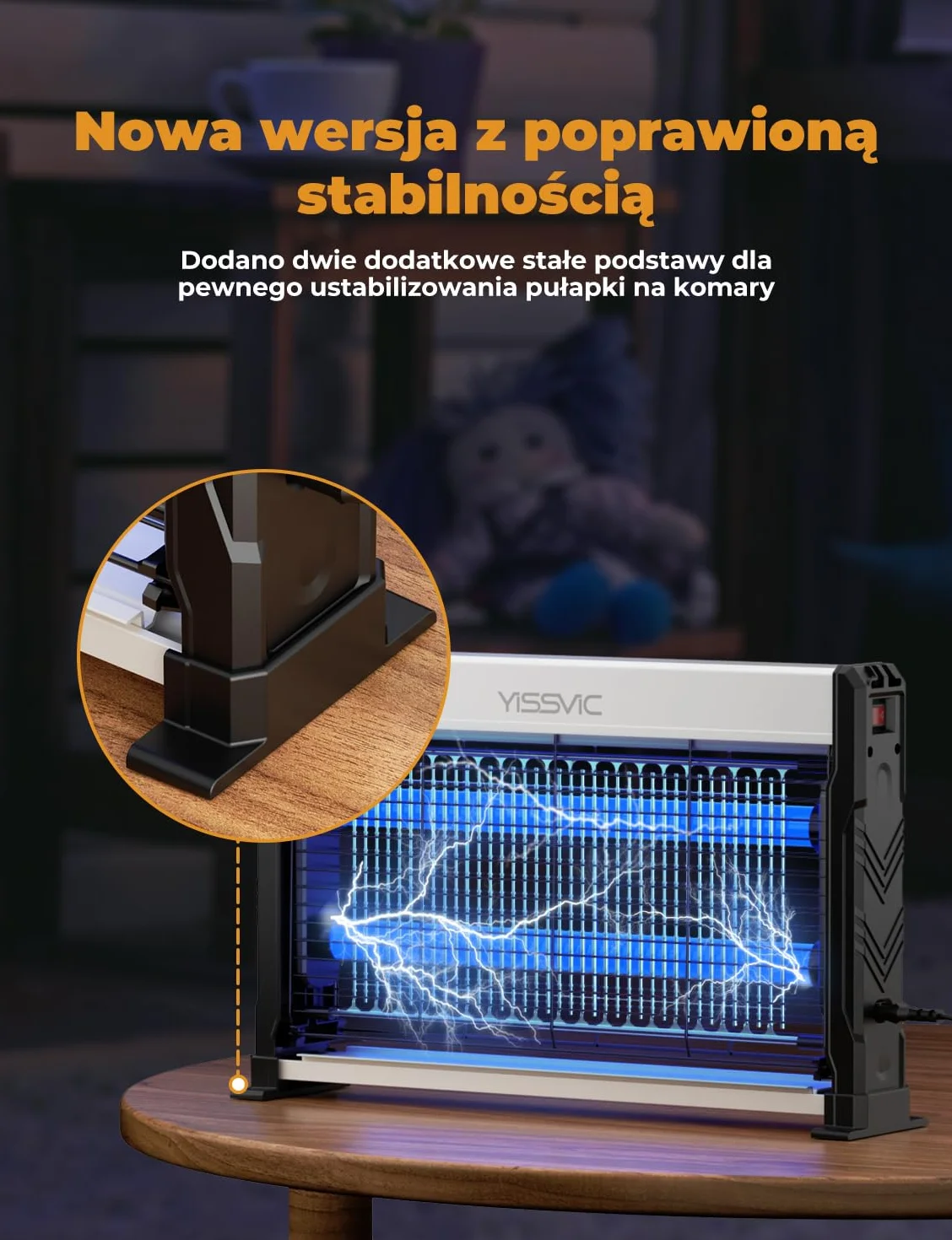 YISSVIC Lampa przeciw komarom Elektryczna lampa UV LED, zabijanie owadów w pomieszczeniach przeciw komarom, muchom i innym latającym owadom 2M