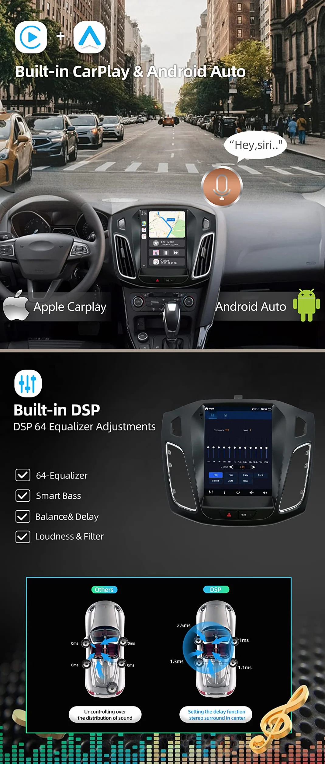 6G+128G Octa-Core | Radio samochodowe Android 15 dla Forda Focus MK3 (2012-2017) - Radio GPS z nawigacją - bezprzewodowe CarPlay i Android Auto - IPS 9,7 cala 2 Din - DSP, sterowanie na
