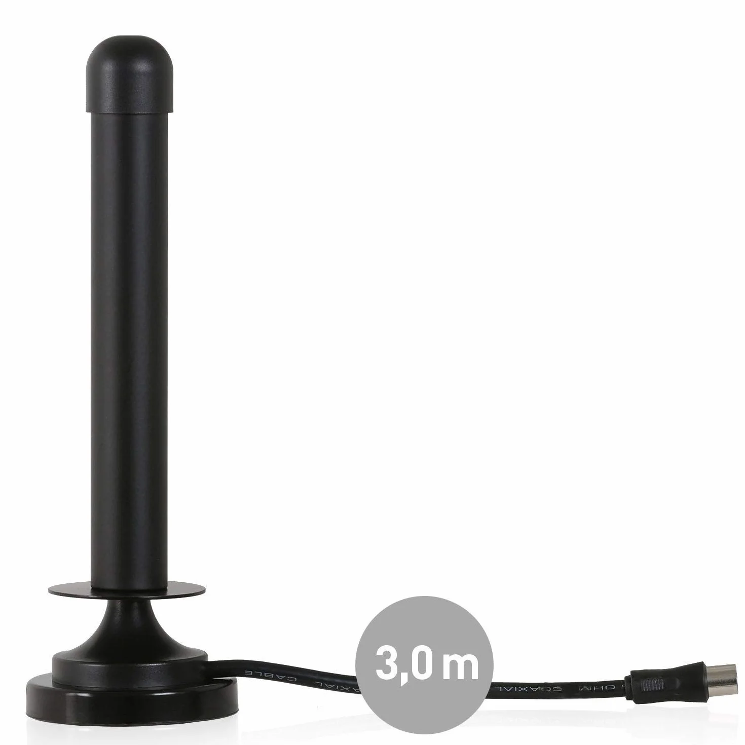 Wicked Chili DVBT2 HD/DVBT cyfrowa antena telewizyjna/radiowa do TV/PC – pasywna antena pokojowa z podstawą magnetyczną i wysoką mocą odbioru (wzmocnienie: 6 dBi/długość kabla: 300 cm) czarna