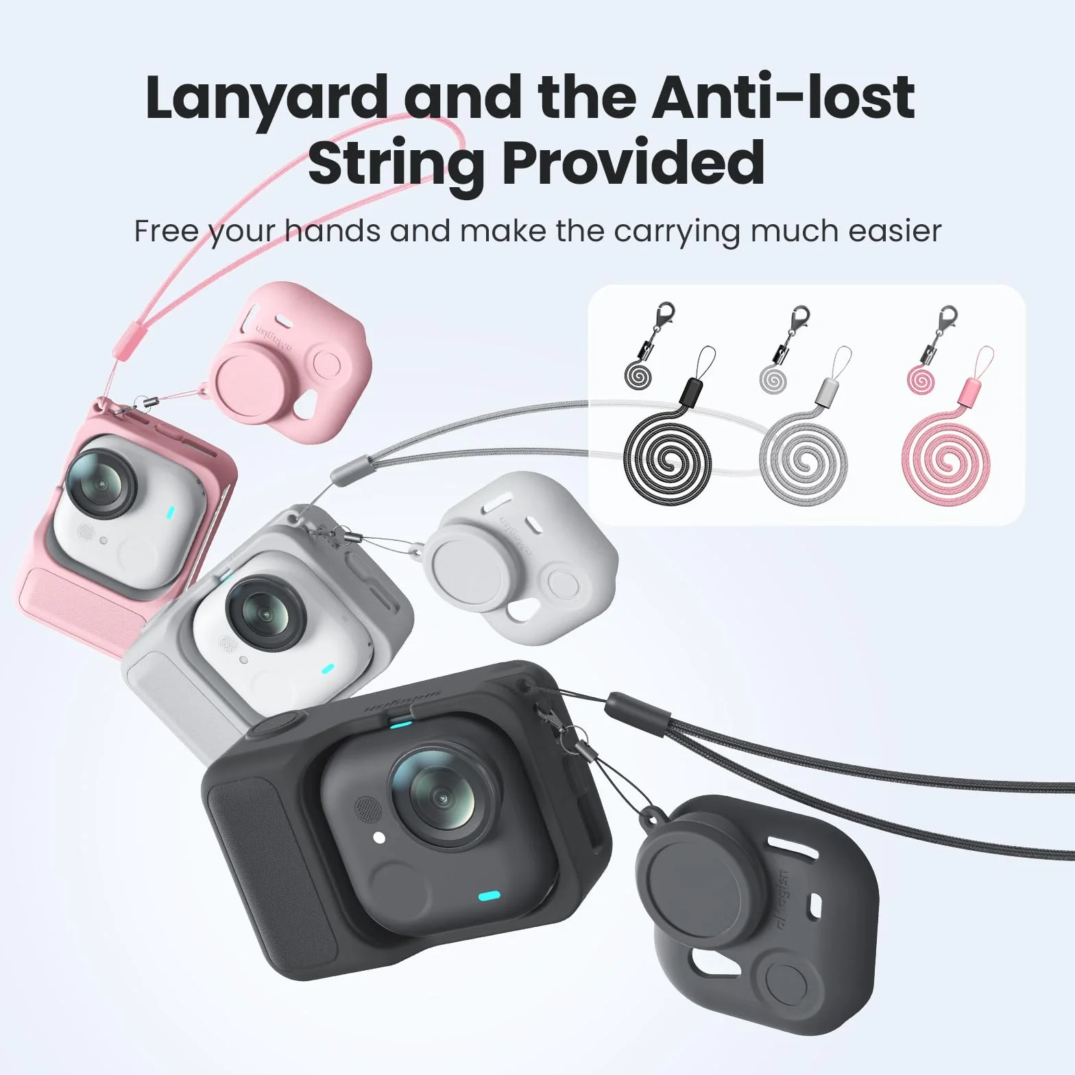 Gdraco Silikonowe etui ochronne do Insta360 GO Ultra obudowa aparatu z paskiem do zawieszenia i paskiem zabezpieczającym przed zgubieniem do Insta360 GO Ultra Action, akcesoria do kamery sportowej