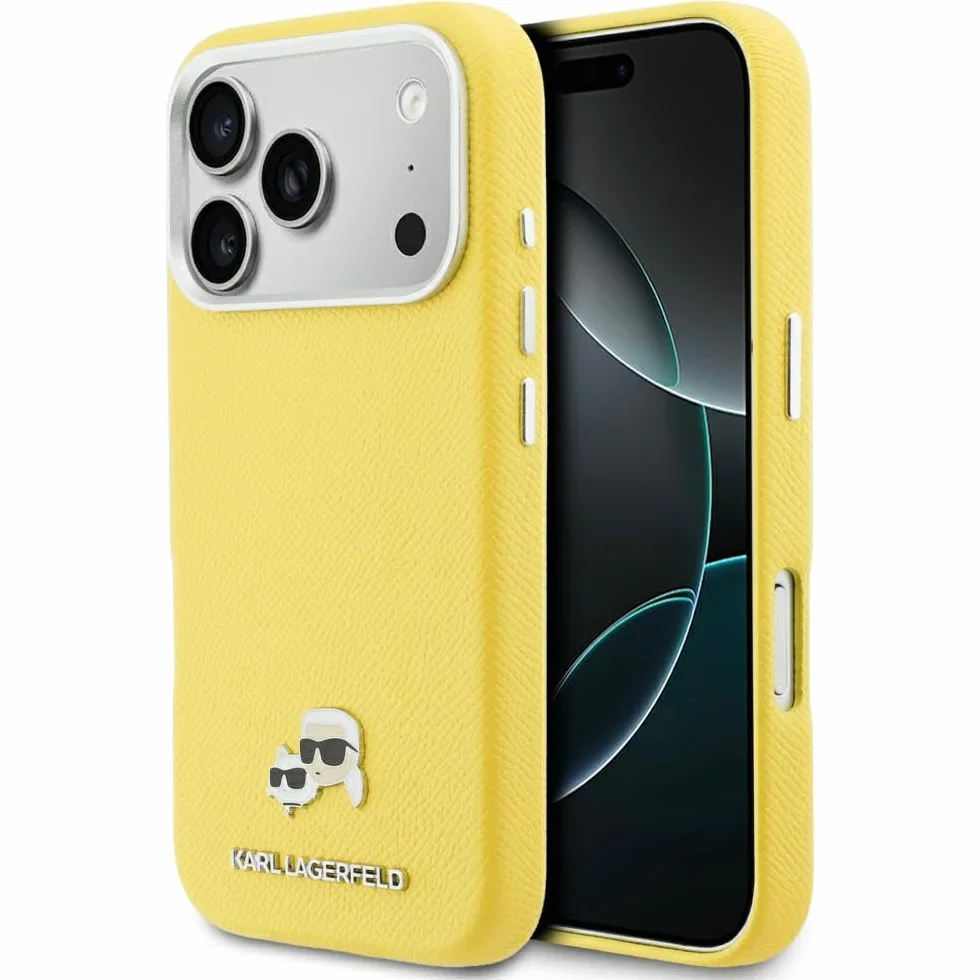 CG MOBILE Karl Lagerfeld Karl & Choupette Saffiano kompatybilne z MagSafe etui do iPhone 17 Pro (żółte)