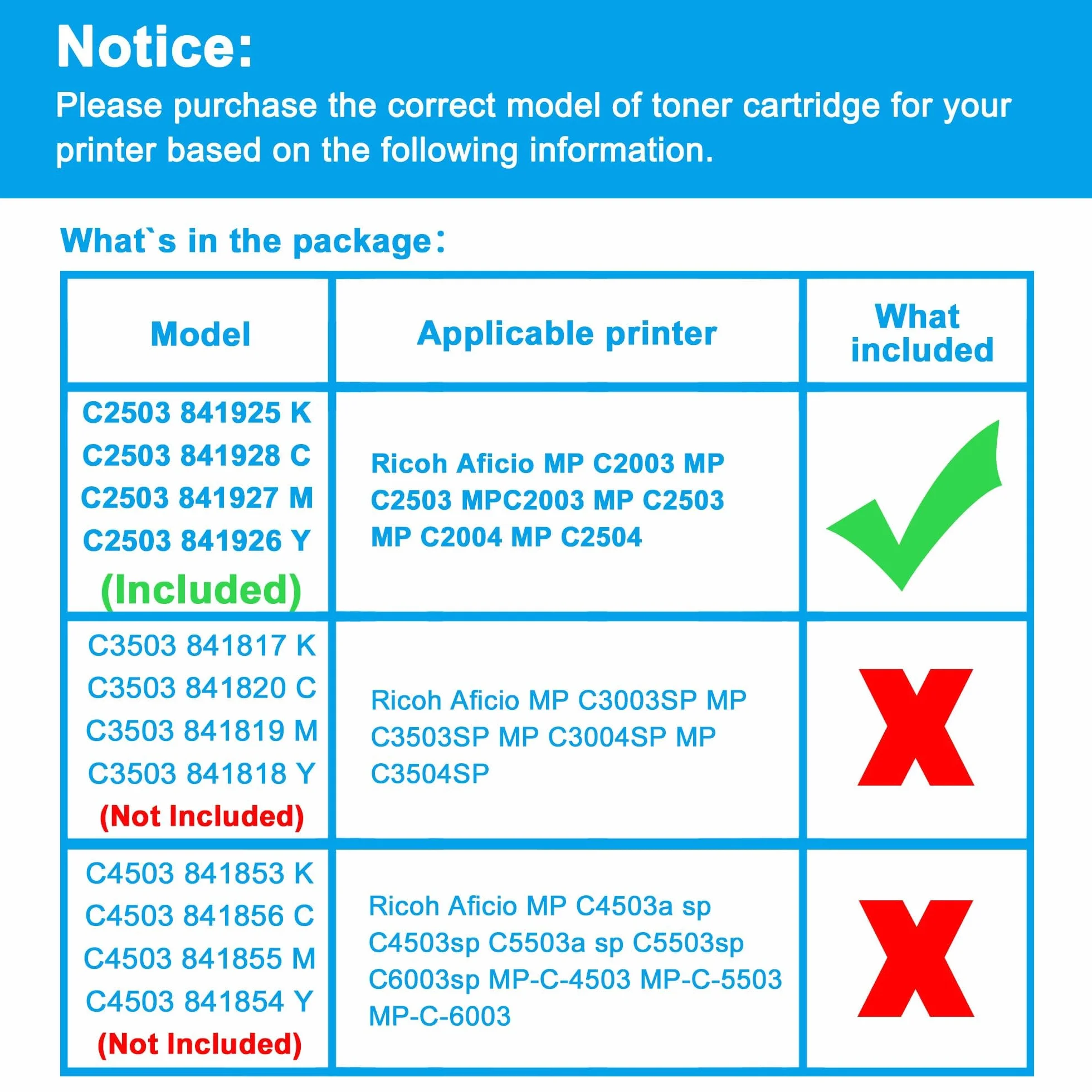LCL Kompatybilny toner 841925 841926 841927 841928 MP C2003 MP C2503 zamiennik do Ricoh Aficio MP C2003 MP C2503 MPC2003 MPC2503 MP C2004 MP C2504 MP C2504 MP (Czarny cyjan (Czarny Cyan magenta żółty)