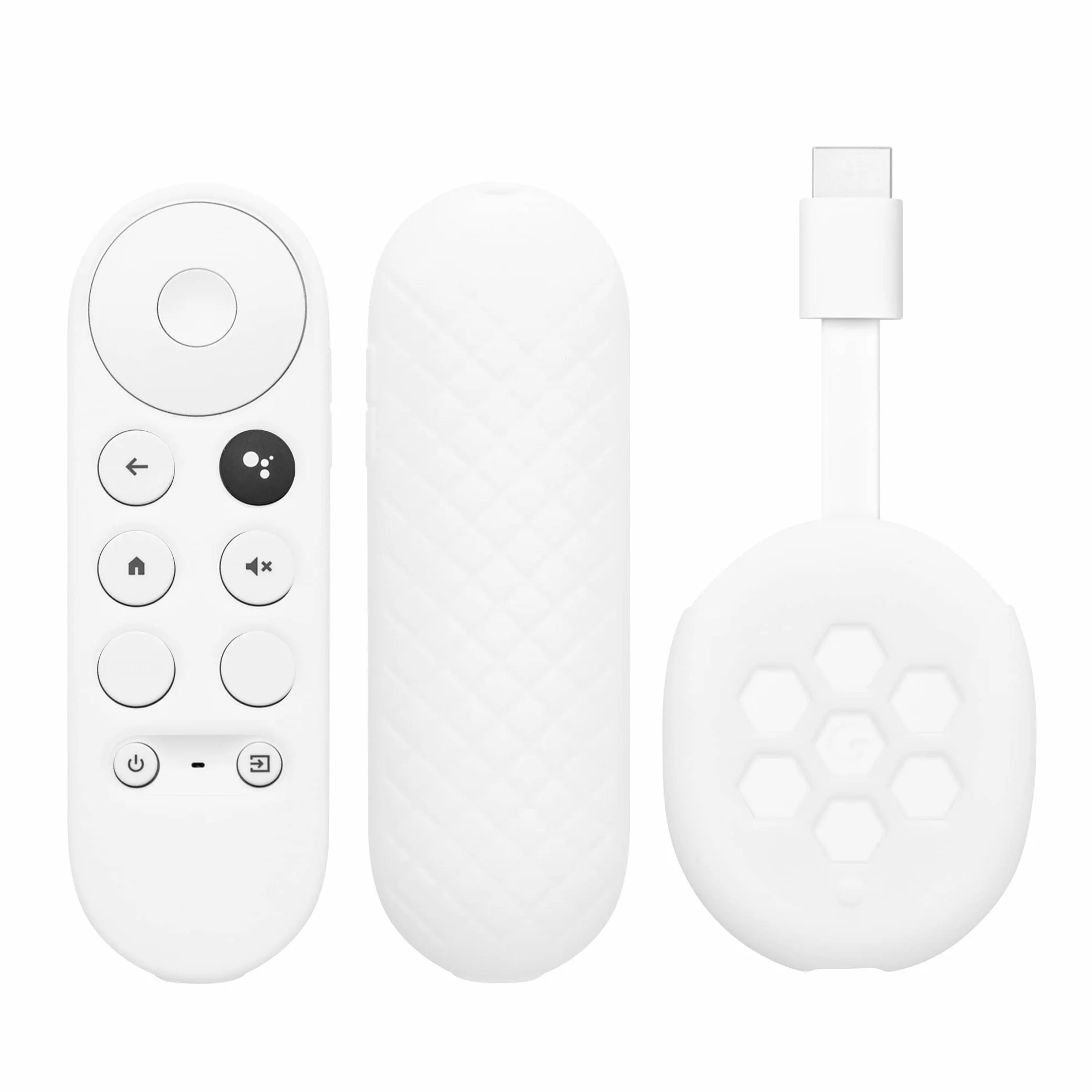 kwmobile Zestaw pokrowców na pilota kompatybilny z Google Chromecast 2020 4K (nie dla nowej generacji) - pilot i etui na urządzenie, zestaw 2-częściowy - biały/biały
