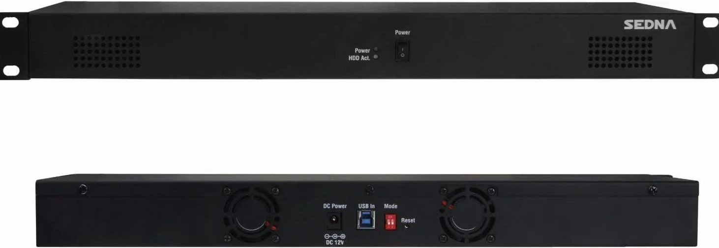 SEDNA – 1U stojak do montażu USB 3.1 Gen II (10 Gbp) obudowa RAID z podwójnym dyskiem twardym