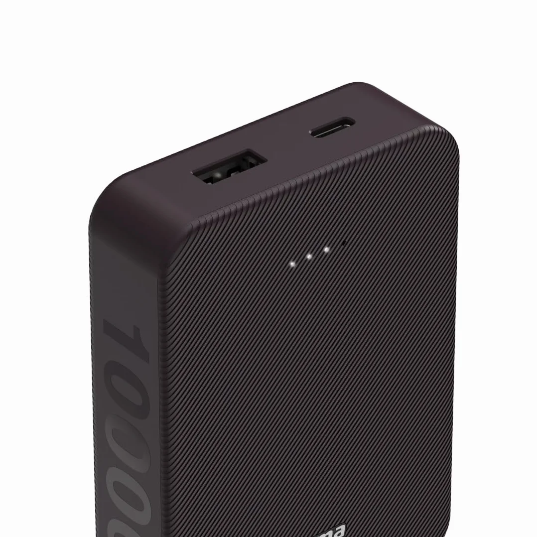 Hama Power Pack do ładowania telefonu 10000 mAh (powerbank, szybkie ładowanie, USB A, USB C, pojemny, lekki, mały, ładowarka) fioletowy bordowy